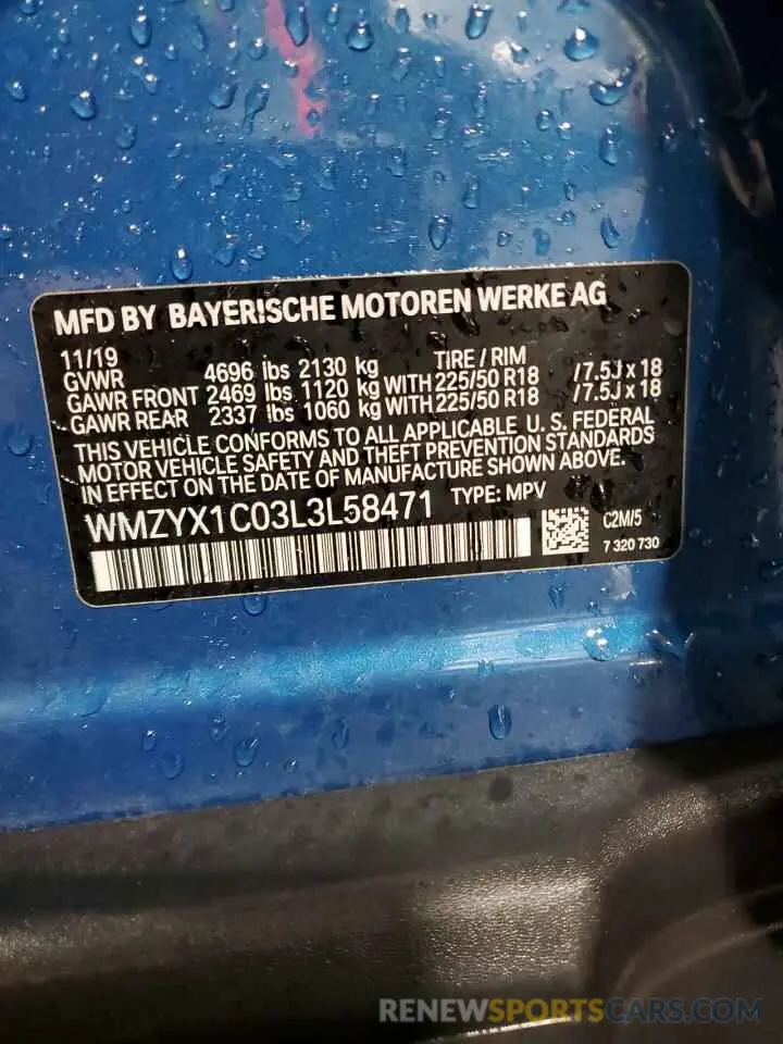 13 fotografías del automóvil dañado WMZYX1C03L3L58471 MINI COOPER 2020