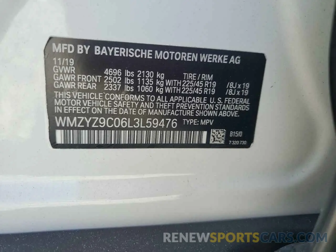 14 fotografías del automóvil dañado WMZYZ9C06L3L59476 MINI COOPER 2020
