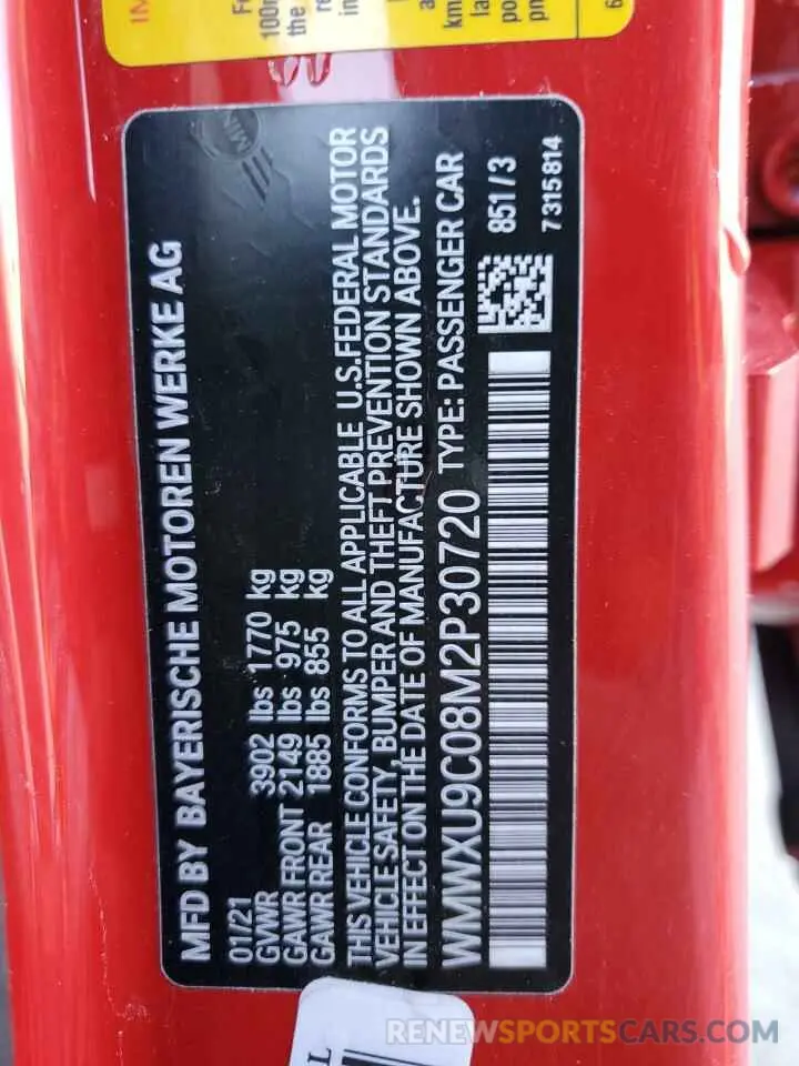 13 fotografías del automóvil dañado WMWXU9C08M2P30720 MINI COOPER 2021