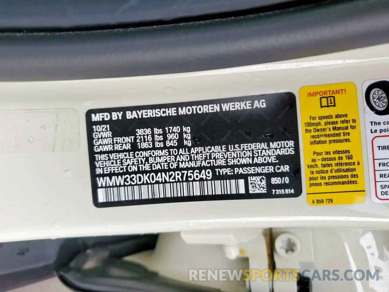 13 fotografías del automóvil dañado WMW33DK04N2R75649 MINI COOPER 2022