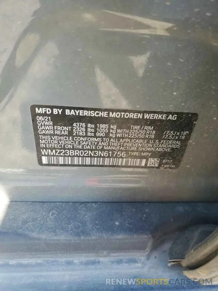 16 fotografías del automóvil dañado WMZ23BR02N3N61756 MINI COOPER 2022