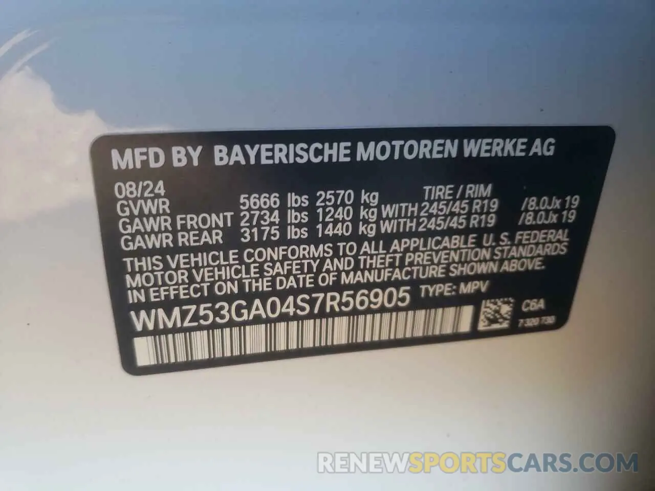 12 fotografías del automóvil dañado WMZ53GA04S7R56905 MINI COOPER 2025