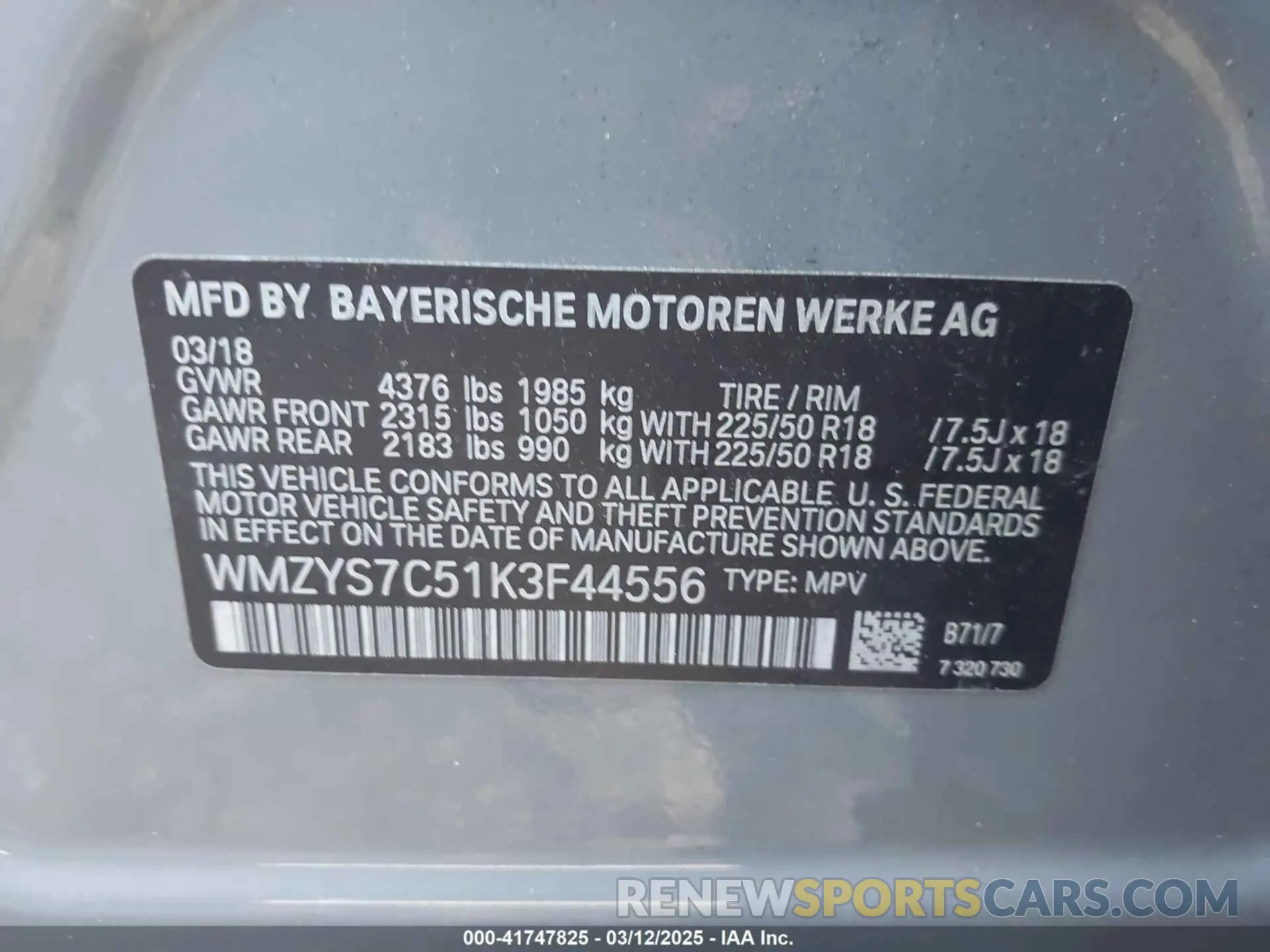 9 fotografías del automóvil dañado WMZYS7C51K3F44556 MINI COUNTRYMAN 2019