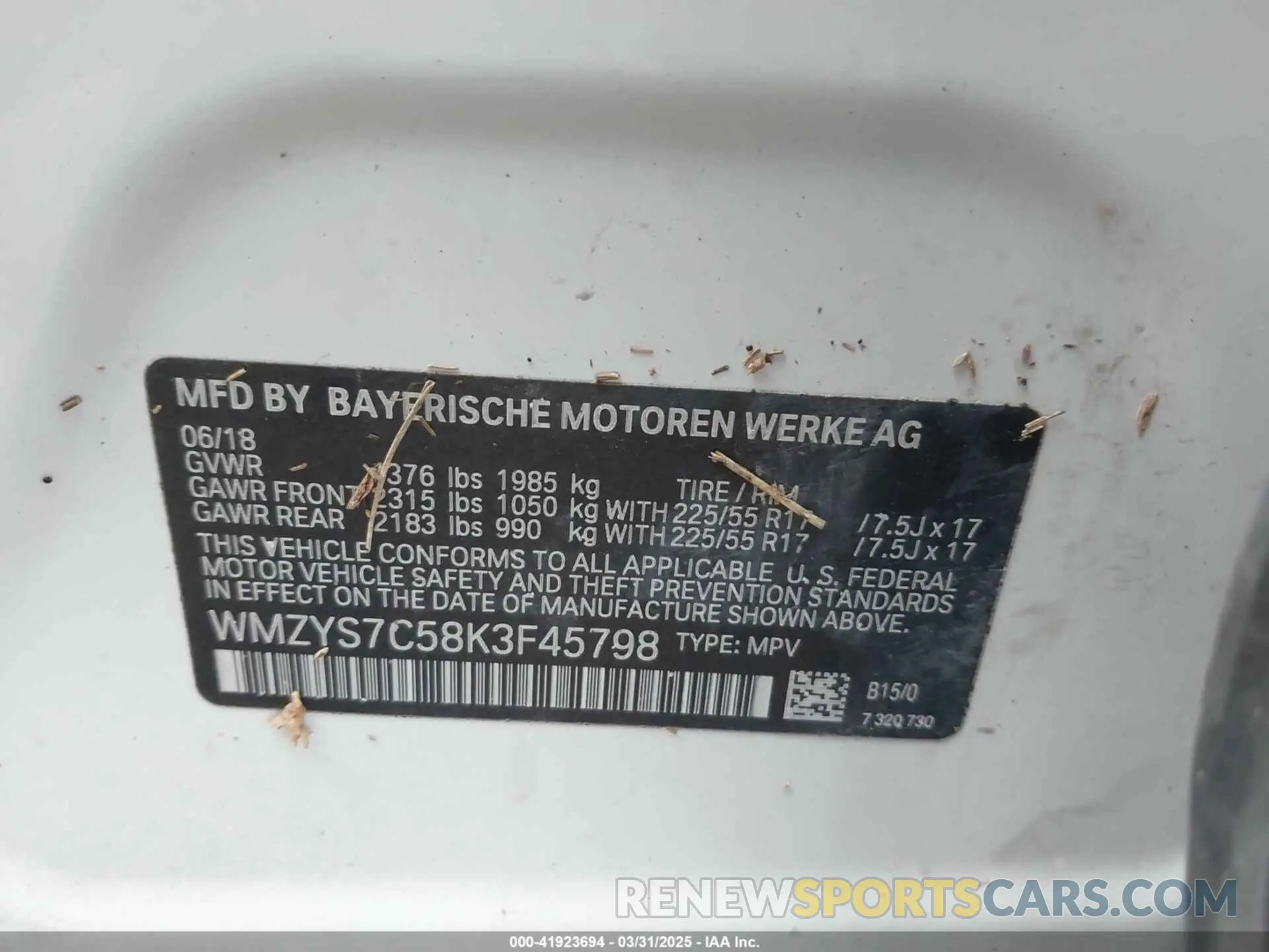 9 fotografías del automóvil dañado WMZYS7C58K3F45798 MINI COUNTRYMAN 2019