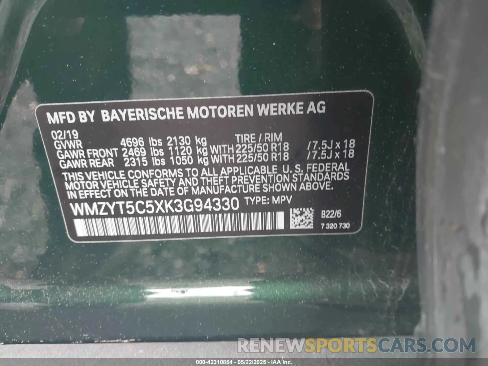 9 fotografías del automóvil dañado WMZYT5C5XK3G94330 MINI COUNTRYMAN 2019