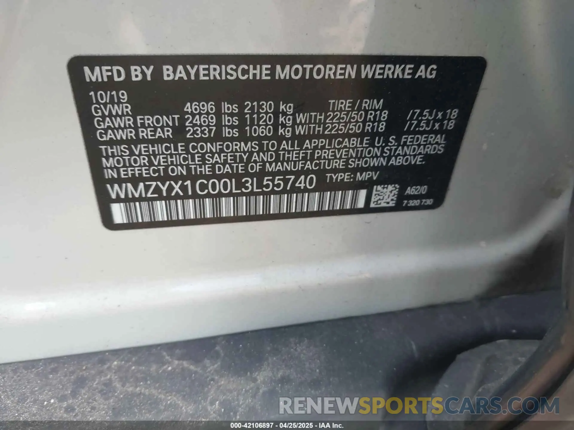 9 fotografías del automóvil dañado WMZYX1C00L3L55740 MINI COUNTRYMAN 2020