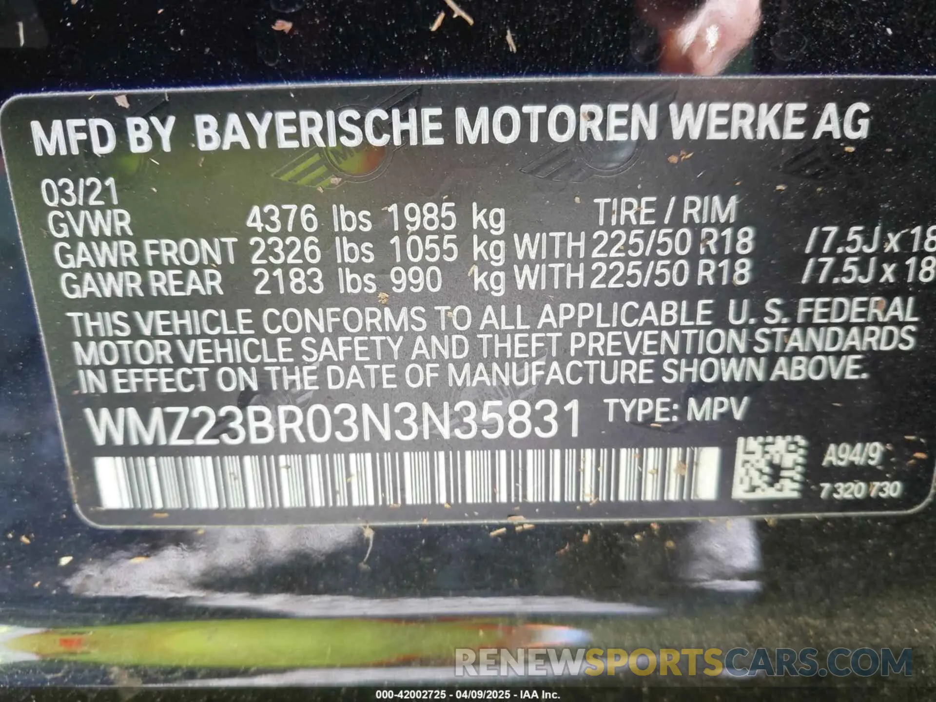 9 fotografías del automóvil dañado WMZ23BR03N3N35831 MINI COUNTRYMAN 2022