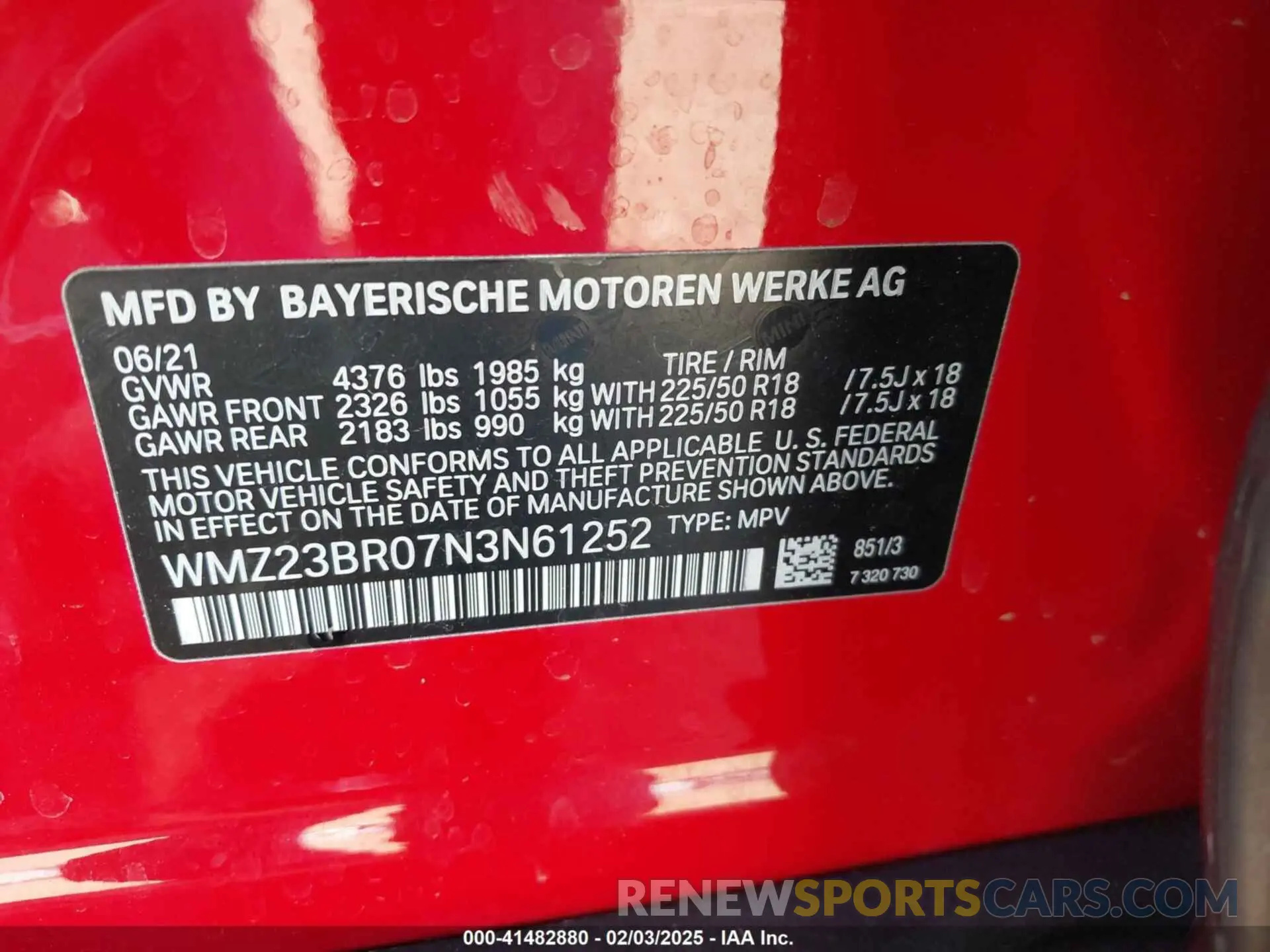 9 fotografías del automóvil dañado WMZ23BR07N3N61252 MINI COUNTRYMAN 2022