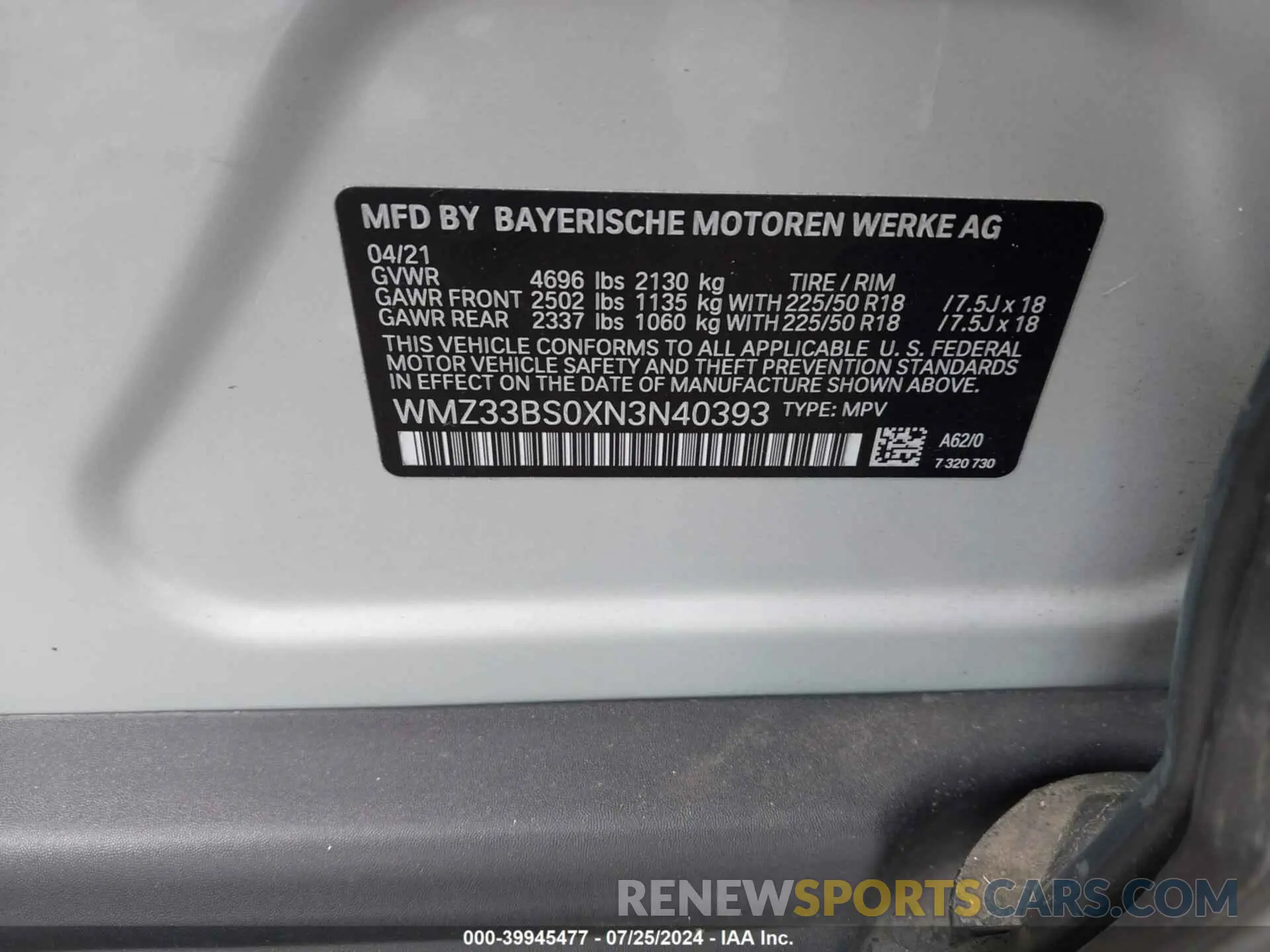 9 fotografías del automóvil dañado WMZ33BS0XN3N40393 MINI COUNTRYMAN 2022