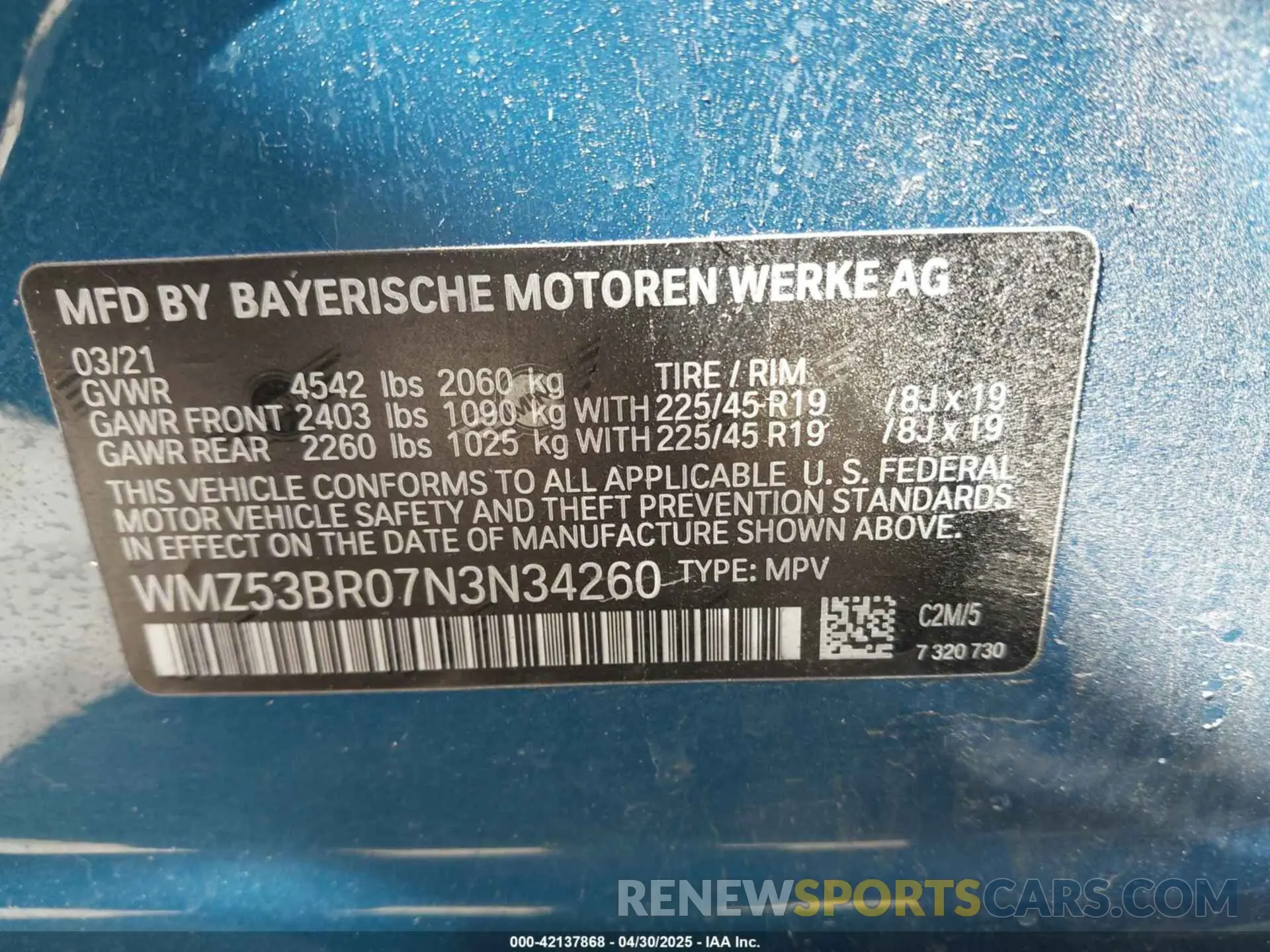 9 fotografías del automóvil dañado WMZ53BR07N3N34260 MINI COUNTRYMAN 2022