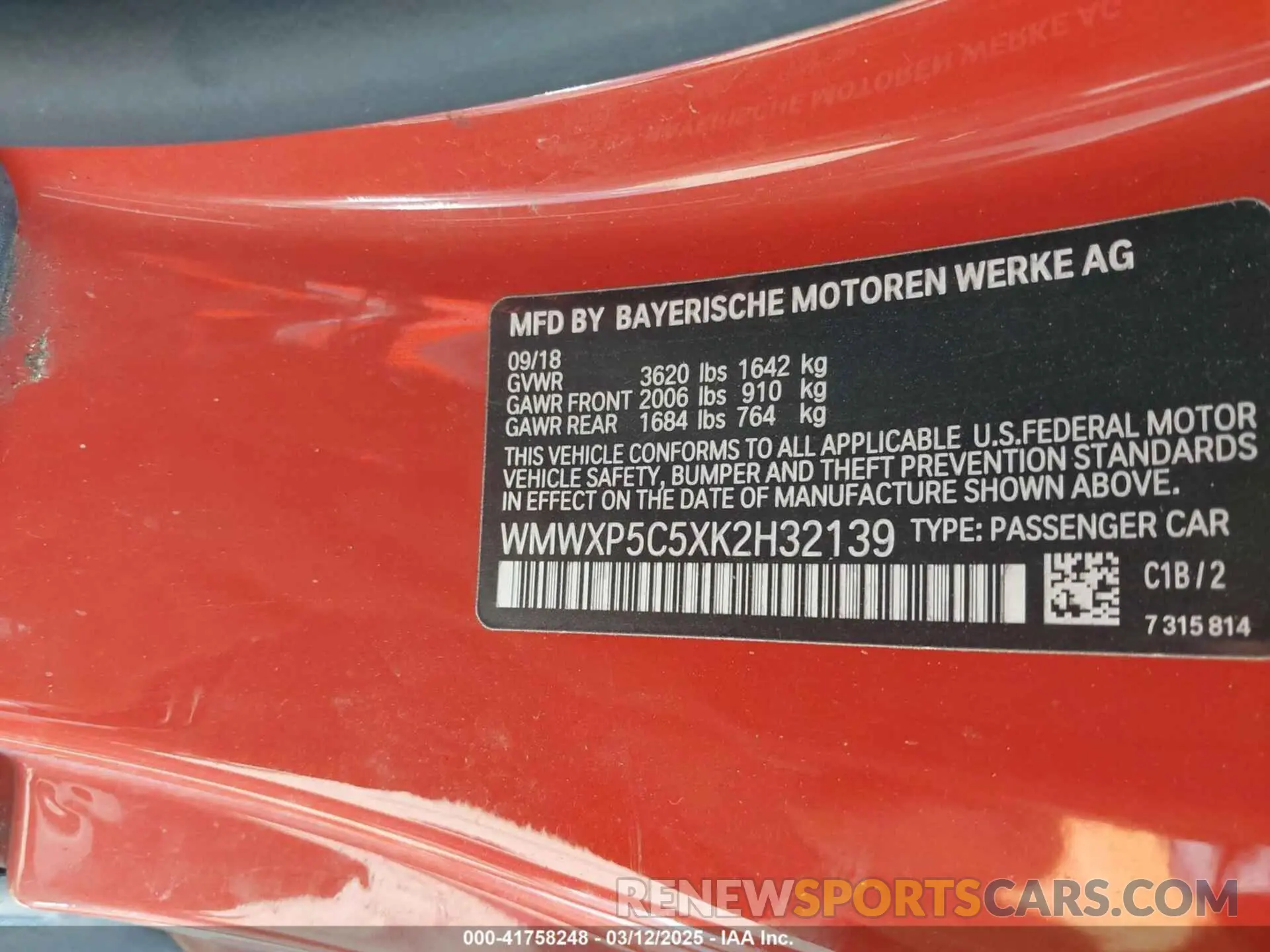 9 fotografías del automóvil dañado WMWXP5C5XK2H32139 MINI HARDTOP 2019