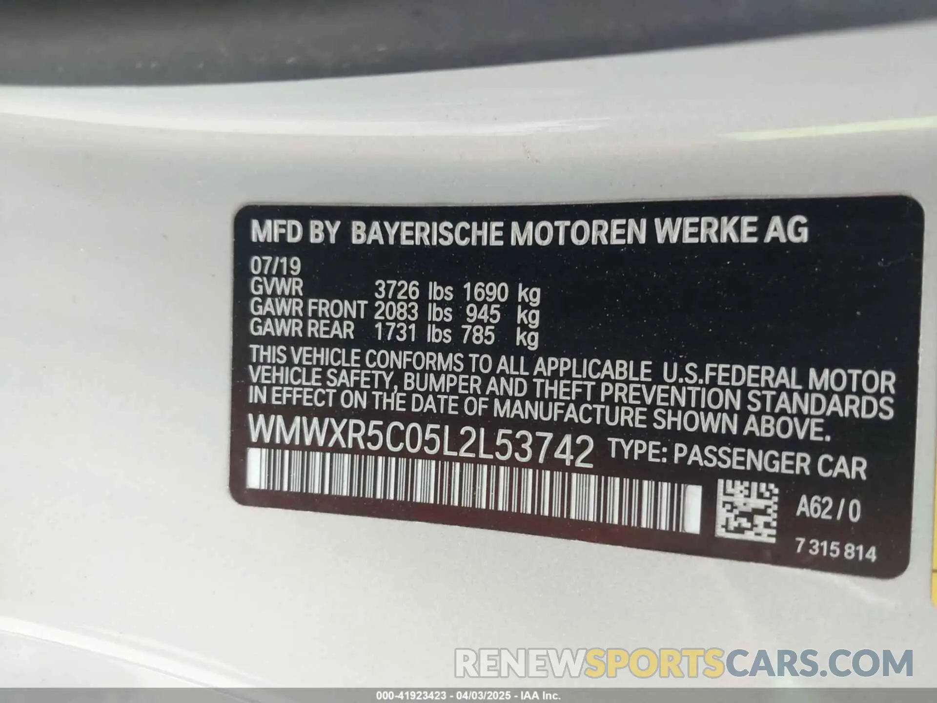 9 fotografías del automóvil dañado WMWXR5C05L2L53742 MINI HARDTOP 2020