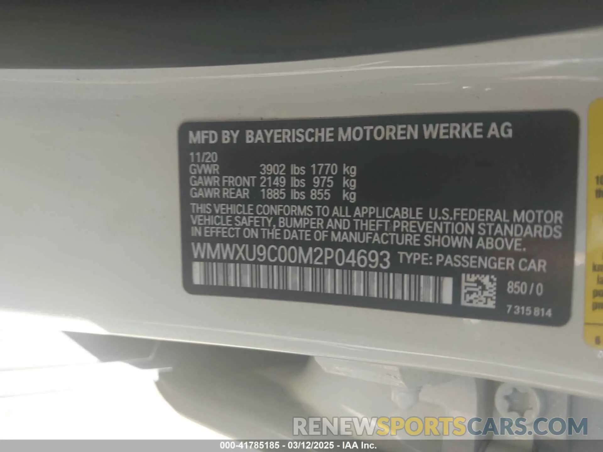 9 fotografías del automóvil dañado WMWXU9C00M2P04693 MINI HARDTOP 2021