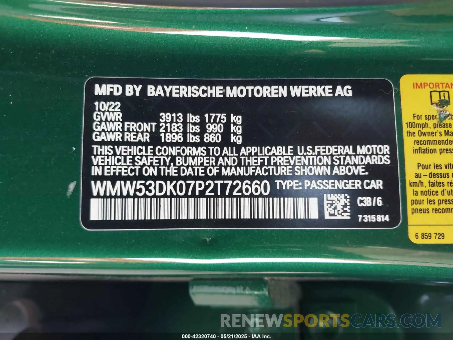 9 fotografías del automóvil dañado WMW53DK07P2T72660 MINI HARDTOP 2023