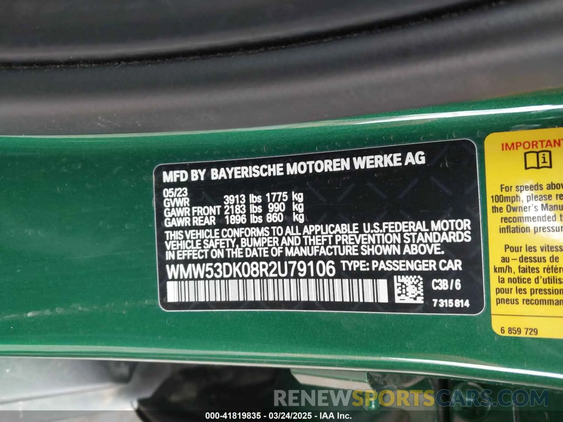 9 fotografías del automóvil dañado WMW53DK08R2U79106 MINI HARDTOP 2024