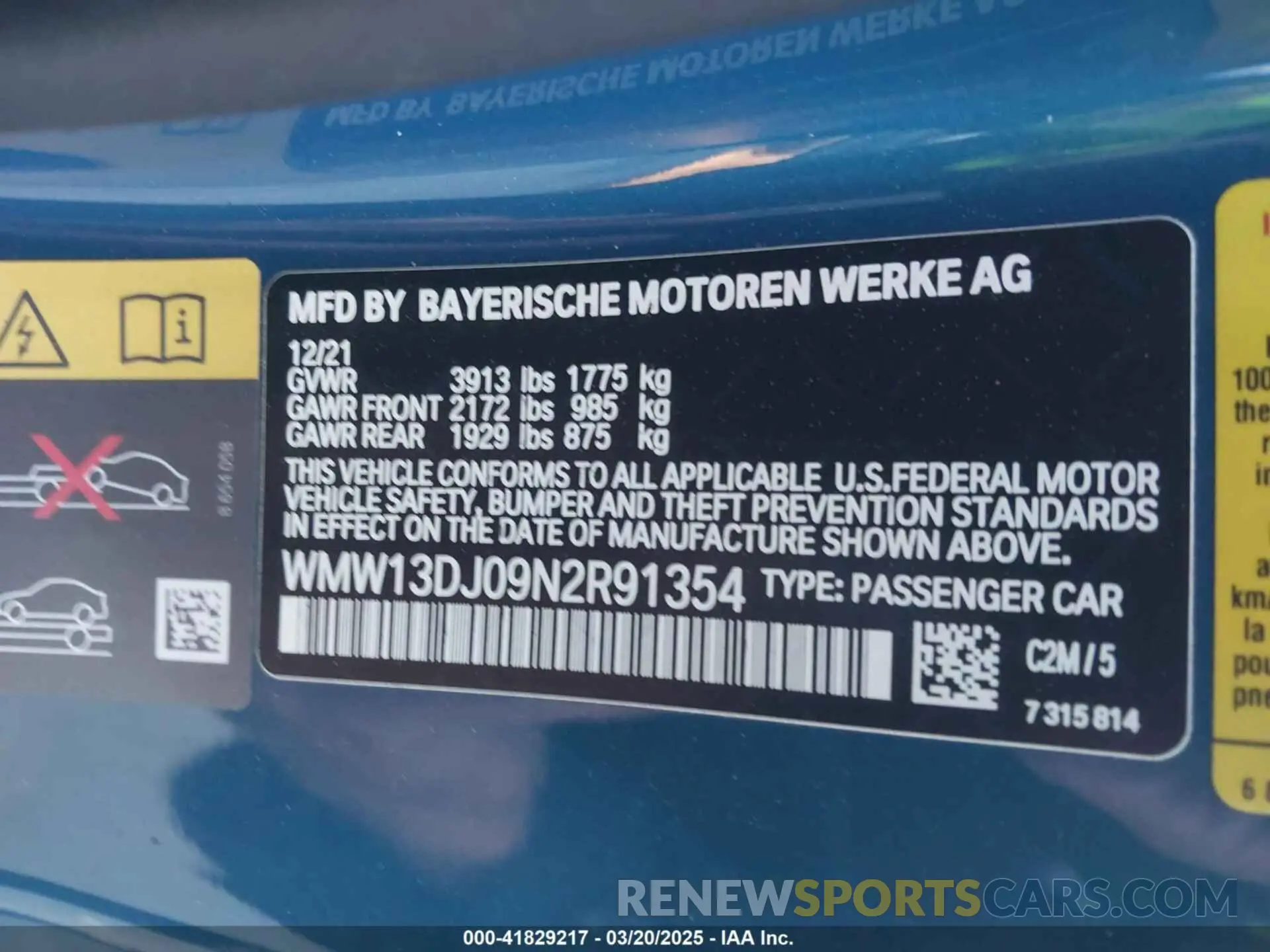9 fotografías del automóvil dañado WMW13DJ09N2R91354 MINI SE HARDTOP 2022