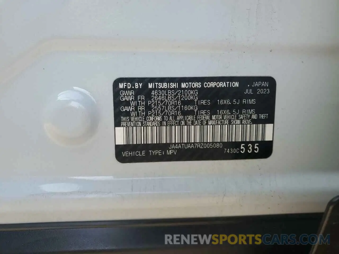 13 fotografías del automóvil dañado JA4ATUAA7RZ005080 MITSUBISHI ECLIPSE 2024
