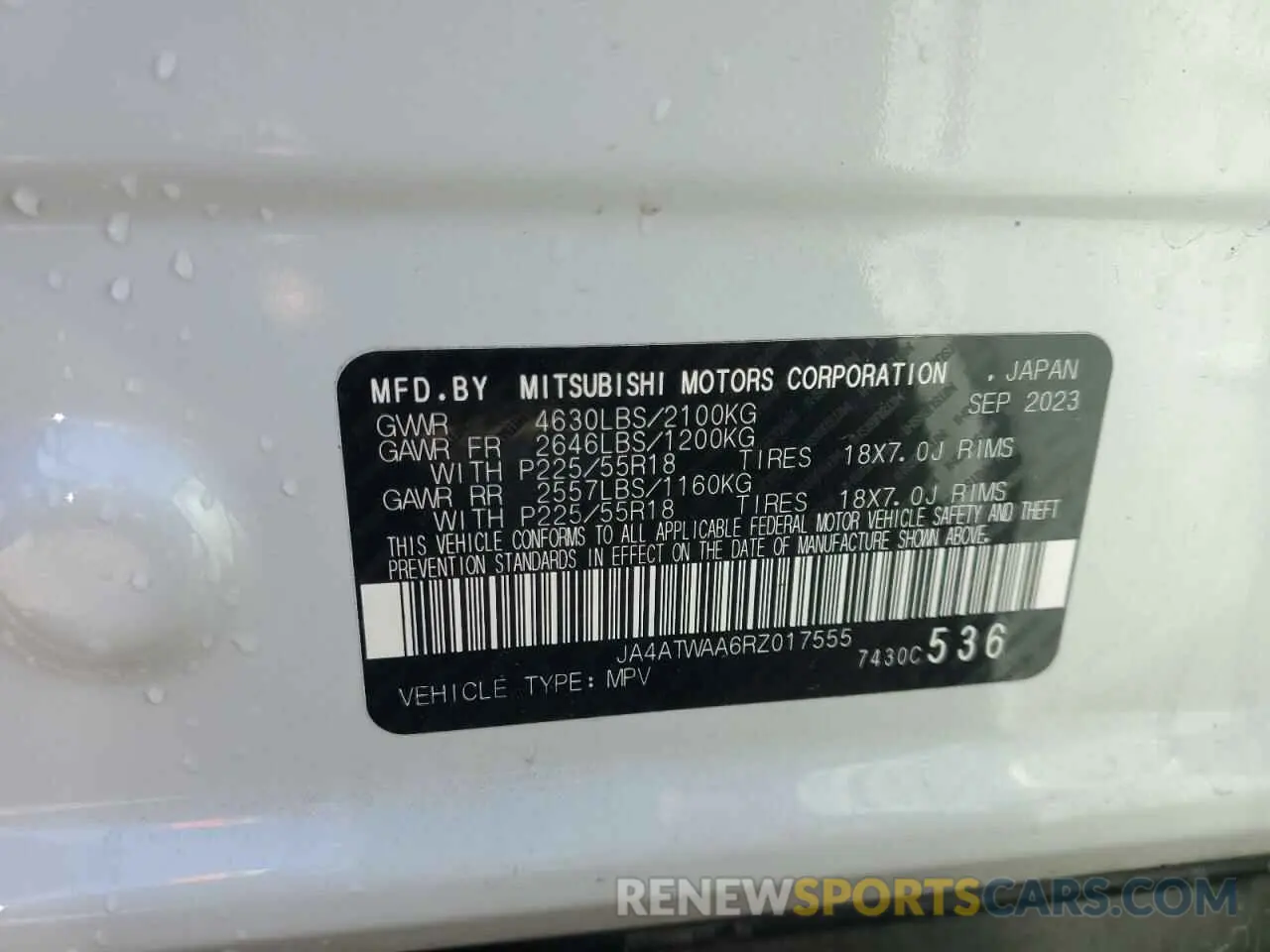 13 fotografías del automóvil dañado JA4ATWAA6RZ017555 MITSUBISHI ECLIPSE 2024