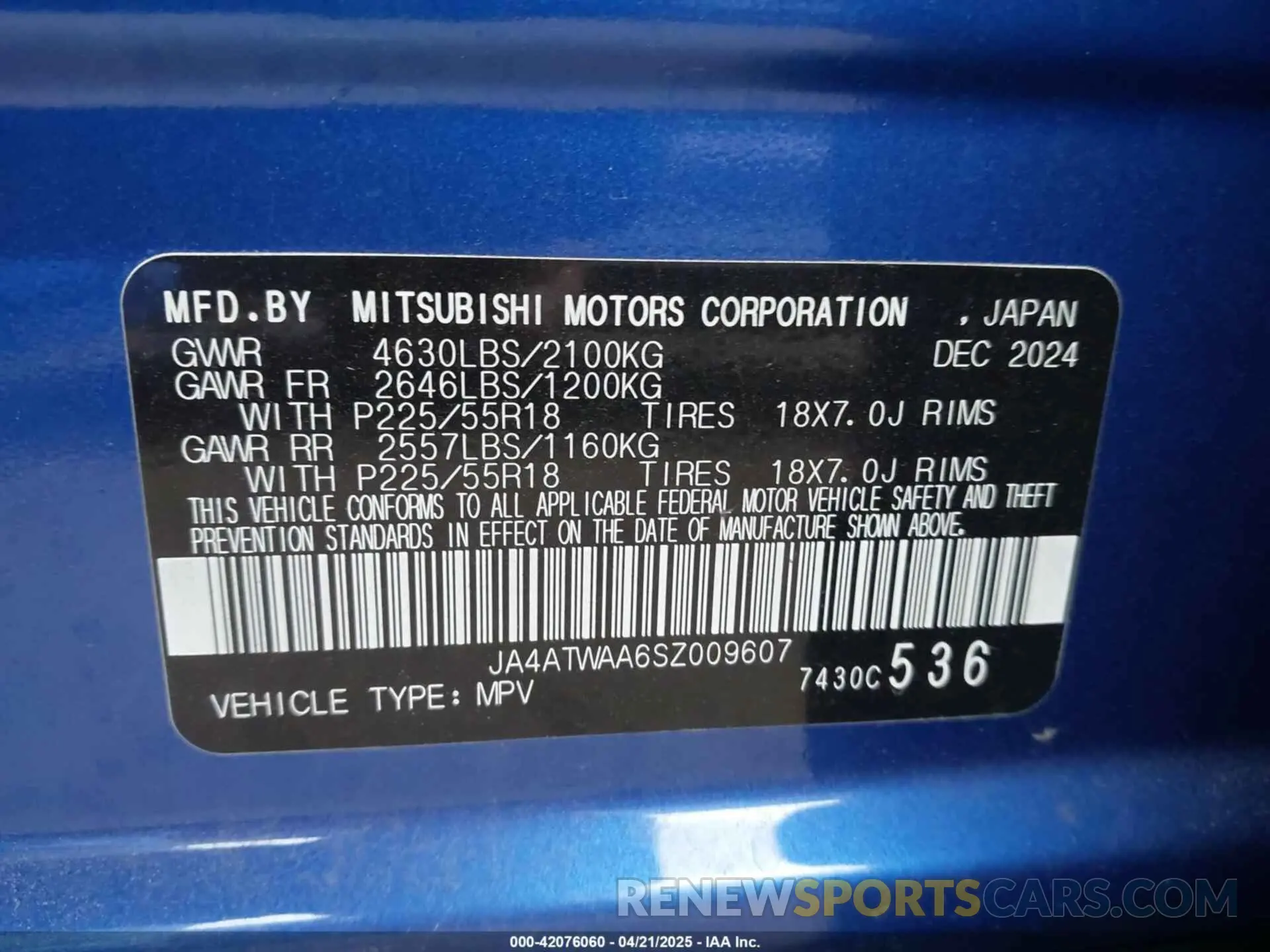 9 fotografías del automóvil dañado JA4ATWAA6SZ009607 MITSUBISHI ECLIPSE CROSS 2025