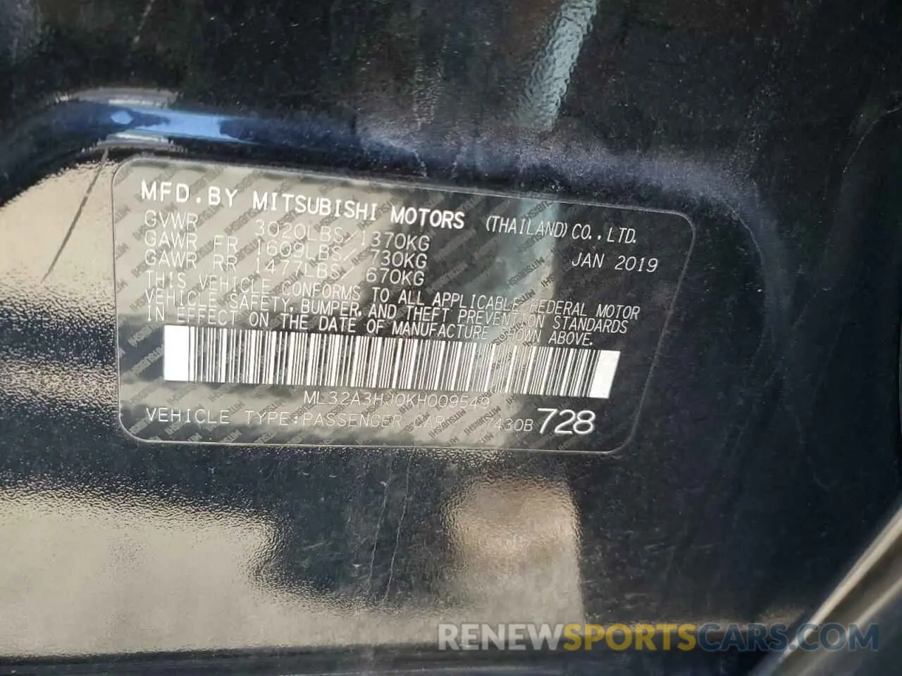 12 fotografías del automóvil dañado ML32A3HJ0KH009549 MITSUBISHI MIRAGE 2019