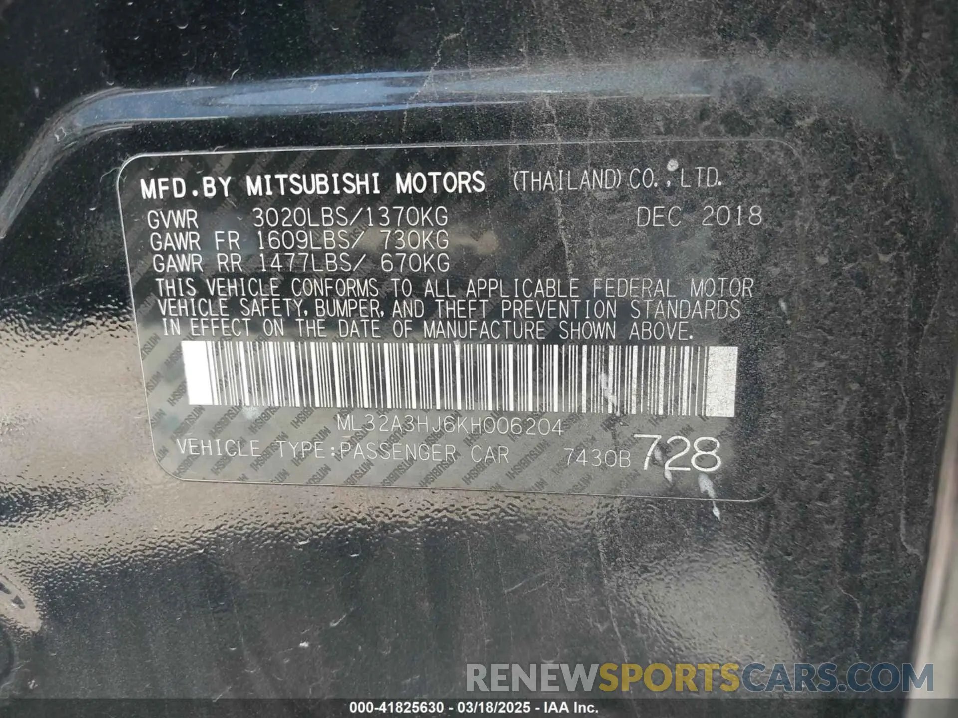 9 fotografías del automóvil dañado ML32A3HJ6KH006204 MITSUBISHI MIRAGE 2019