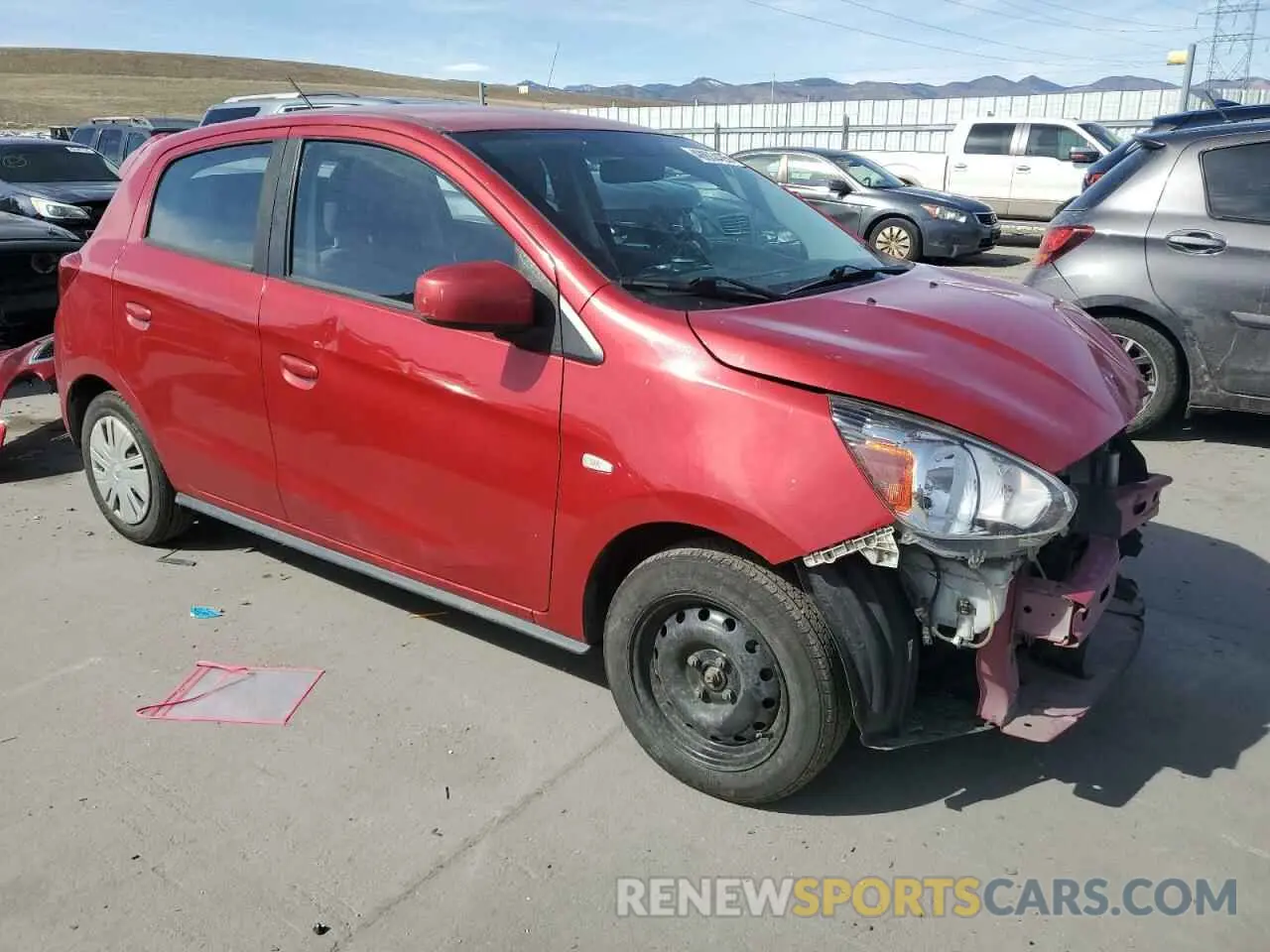 4 fotografías del automóvil dañado ML32A3HJ6KH013279 MITSUBISHI MIRAGE 2019