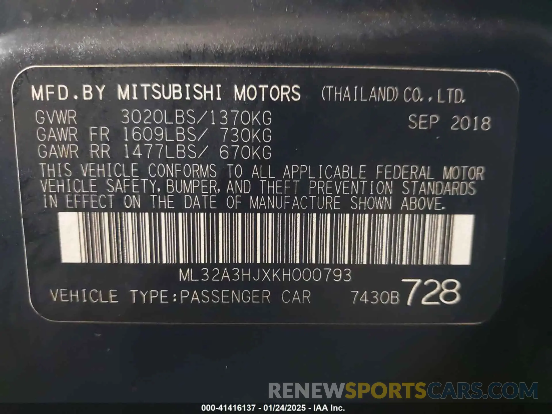 9 fotografías del automóvil dañado ML32A3HJXKH000793 MITSUBISHI MIRAGE 2019