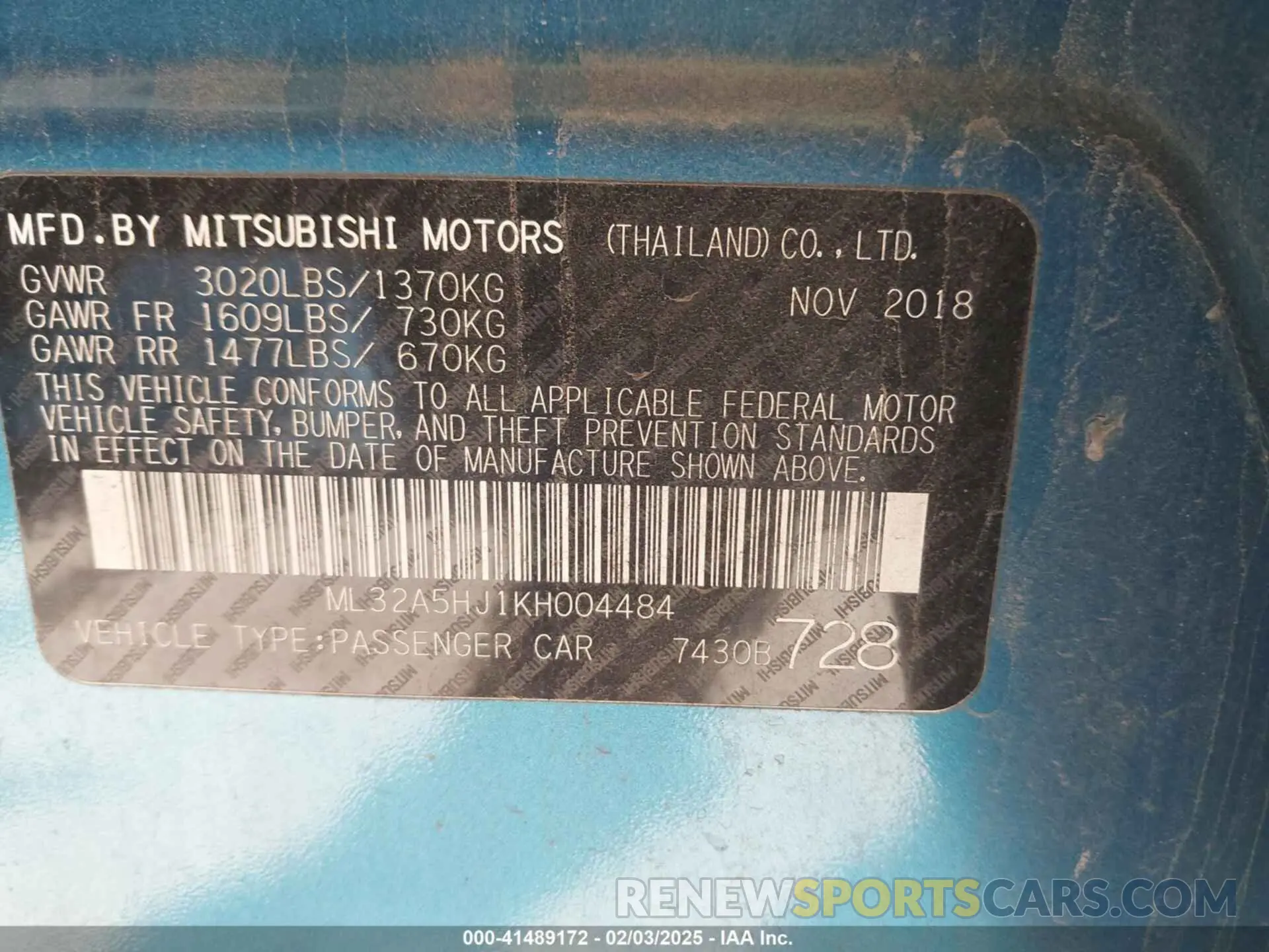 9 fotografías del automóvil dañado ML32A5HJ1KH004484 MITSUBISHI MIRAGE 2019