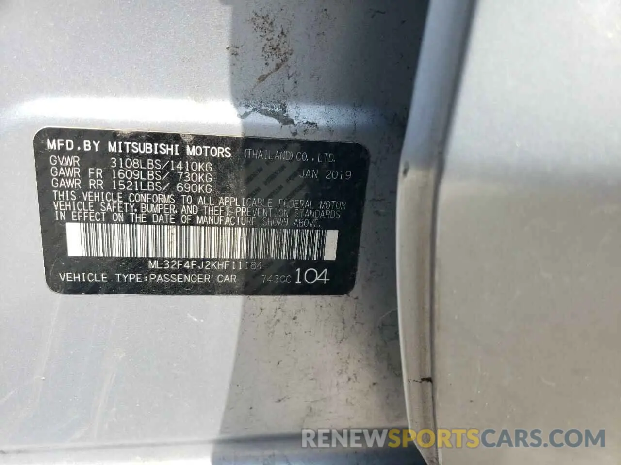 12 fotografías del automóvil dañado ML32F4FJ2KHF11184 MITSUBISHI MIRAGE 2019