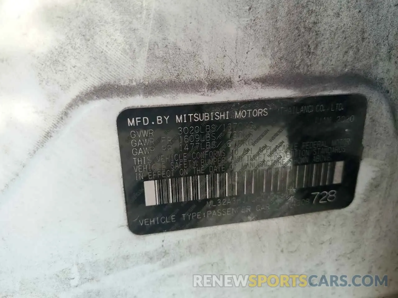 12 fotografías del automóvil dañado ML32A3HJ1LH005088 MITSUBISHI MIRAGE 2020