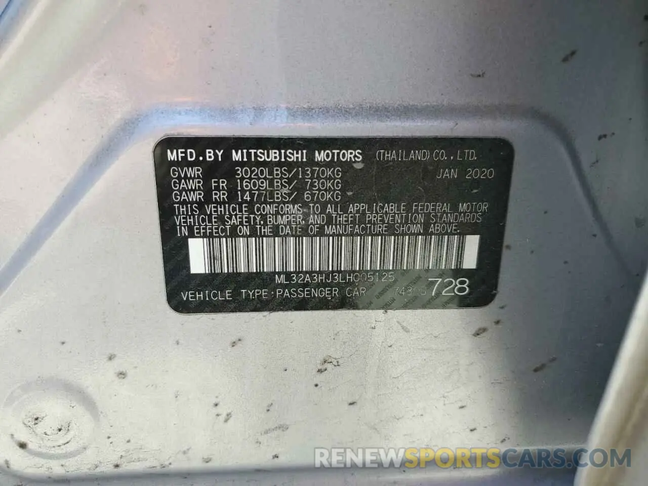 12 fotografías del automóvil dañado ML32A3HJ3LH005125 MITSUBISHI MIRAGE 2020
