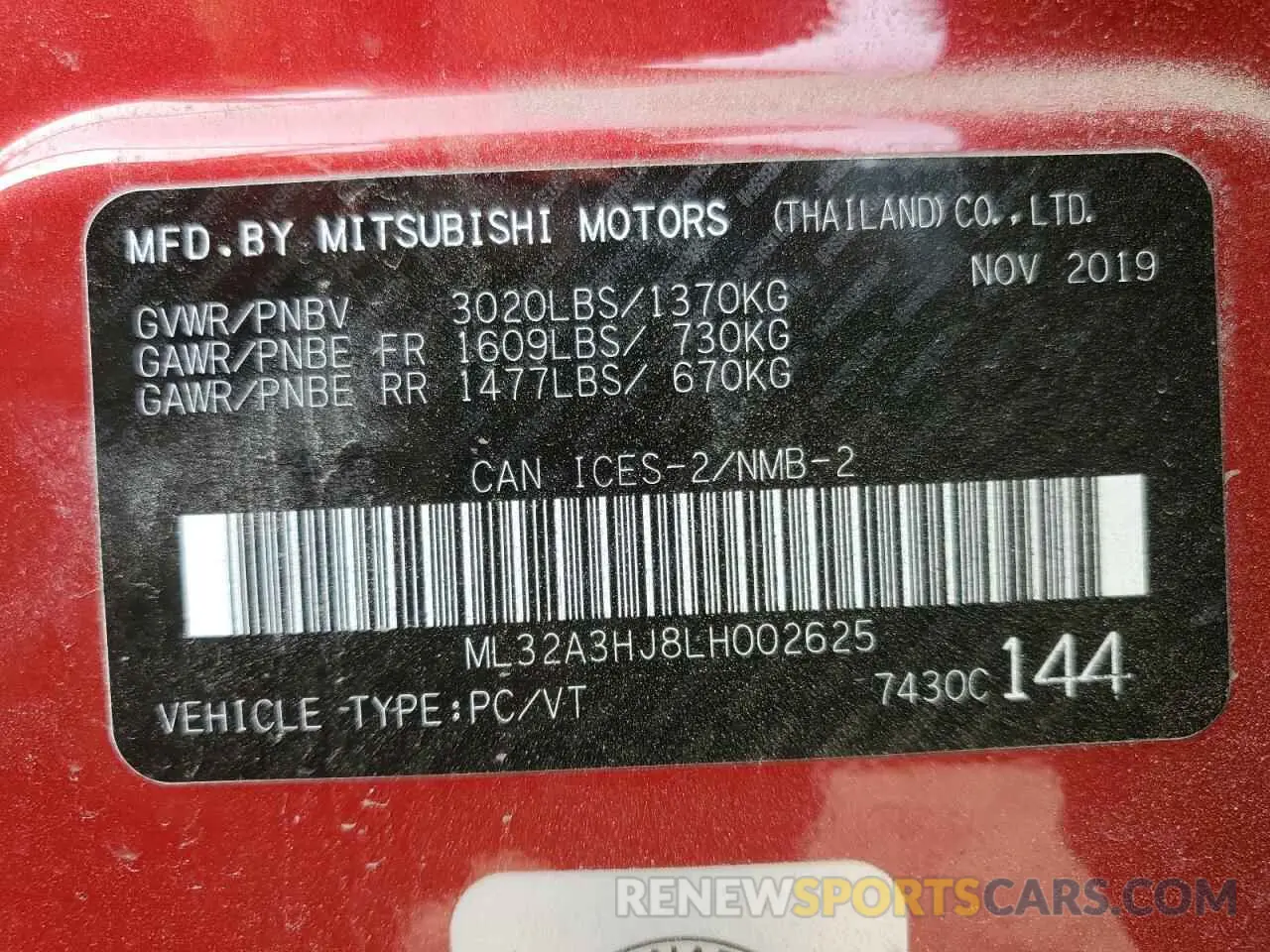 12 fotografías del automóvil dañado ML32A3HJ8LH002625 MITSUBISHI MIRAGE 2020