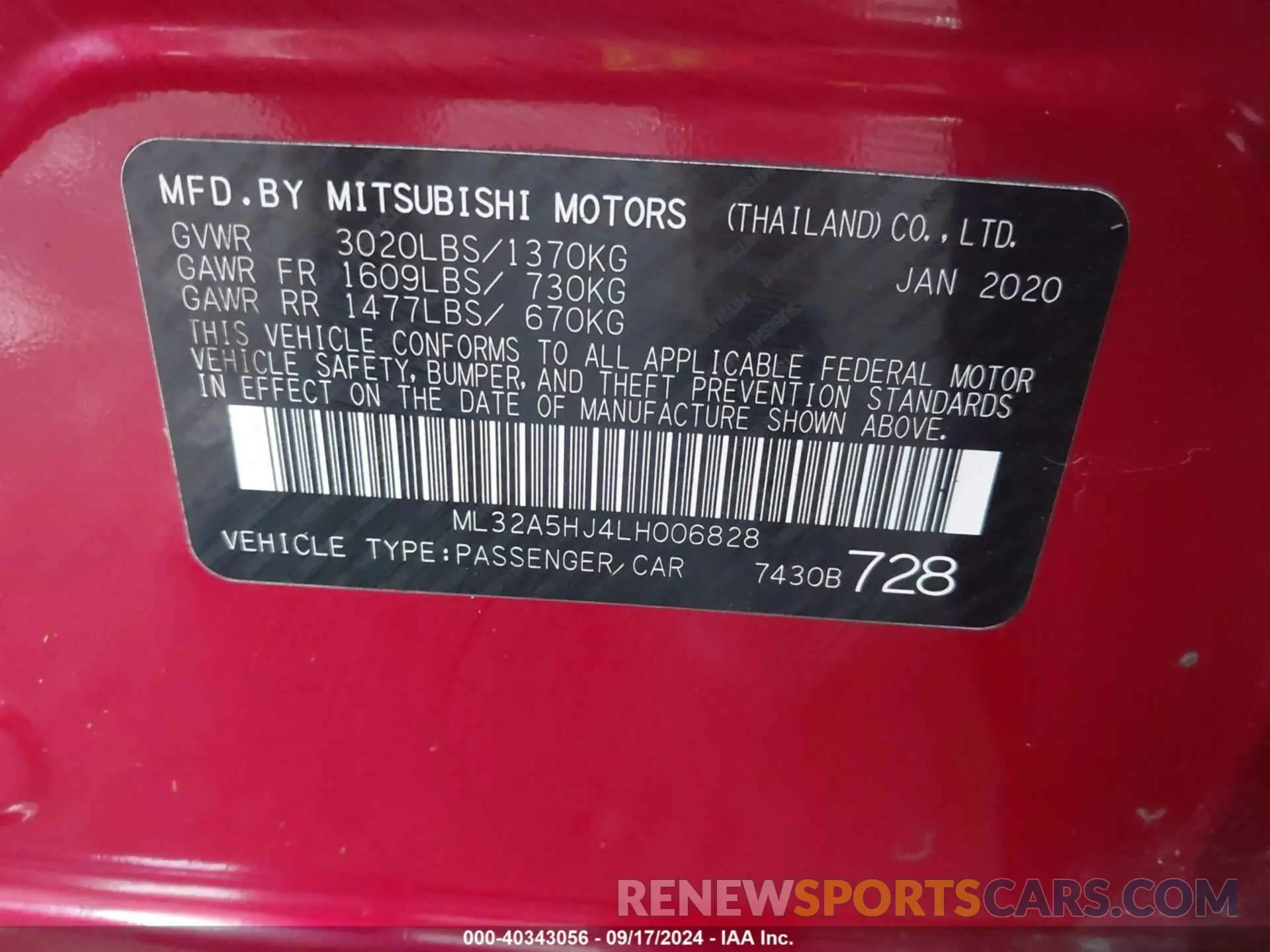 9 fotografías del automóvil dañado ML32A5HJ4LH006828 MITSUBISHI MIRAGE 2020