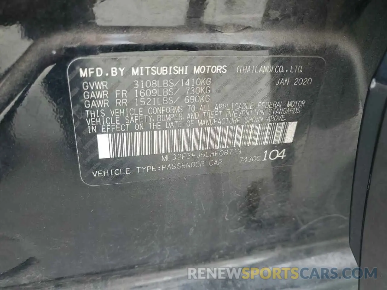 12 fotografías del automóvil dañado ML32F3FJ5LHF08713 MITSUBISHI MIRAGE 2020