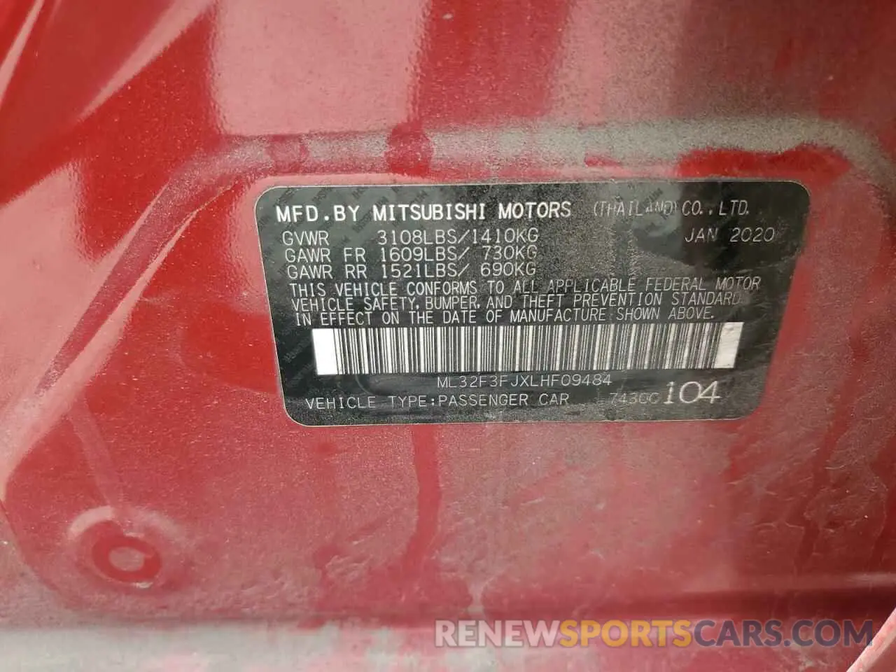 12 fotografías del automóvil dañado ML32F3FJXLHF09484 MITSUBISHI MIRAGE 2020