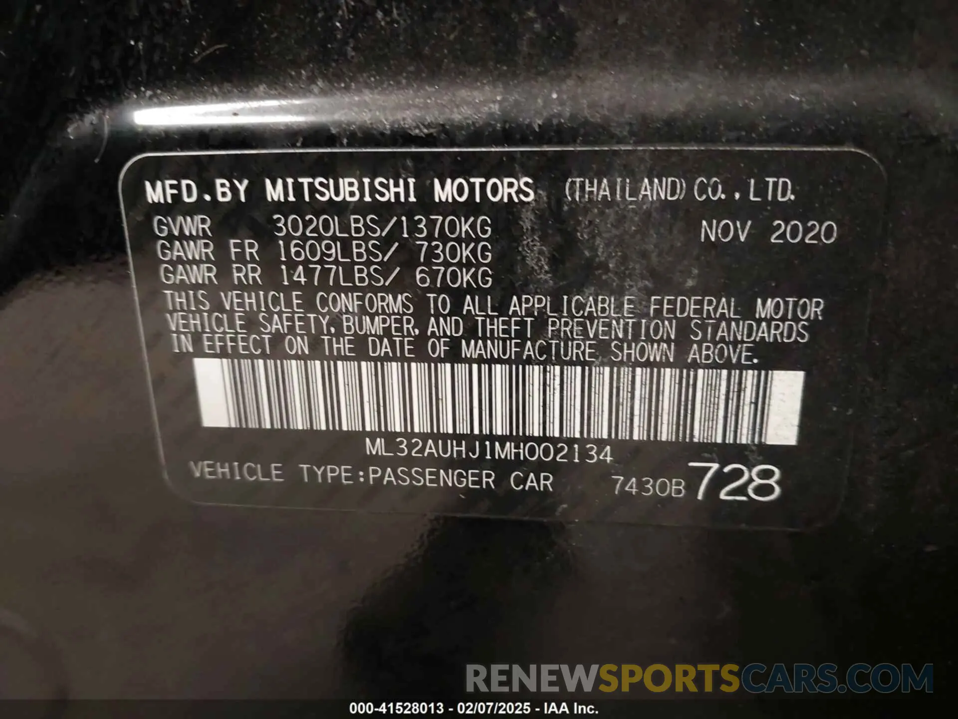 9 fotografías del automóvil dañado ML32AUHJ1MH002134 MITSUBISHI MIRAGE 2021