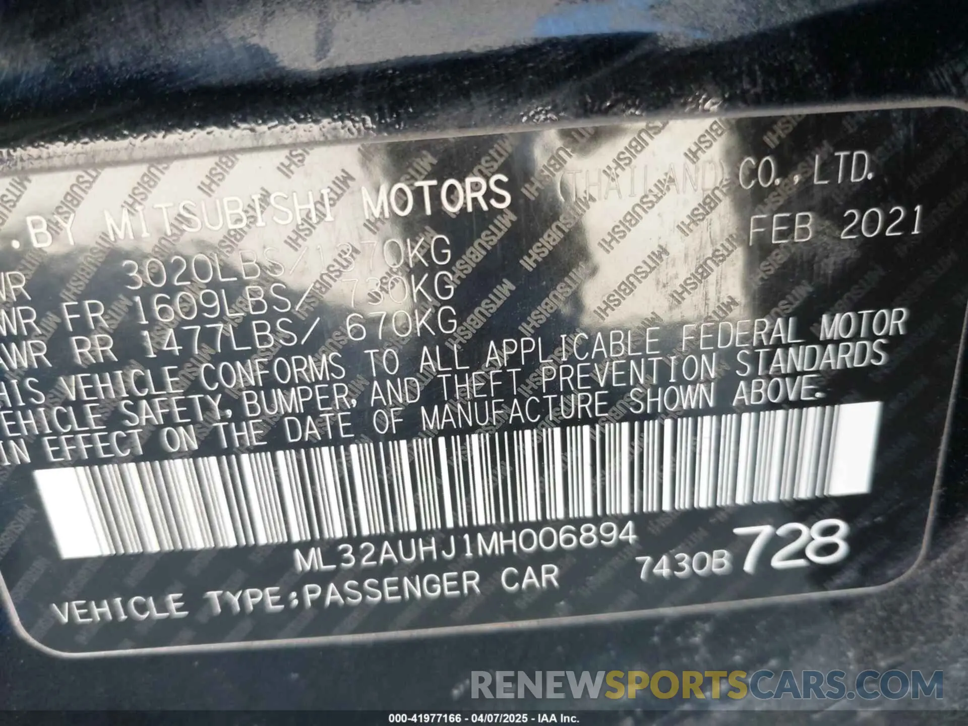 9 fotografías del automóvil dañado ML32AUHJ1MH006894 MITSUBISHI MIRAGE 2021