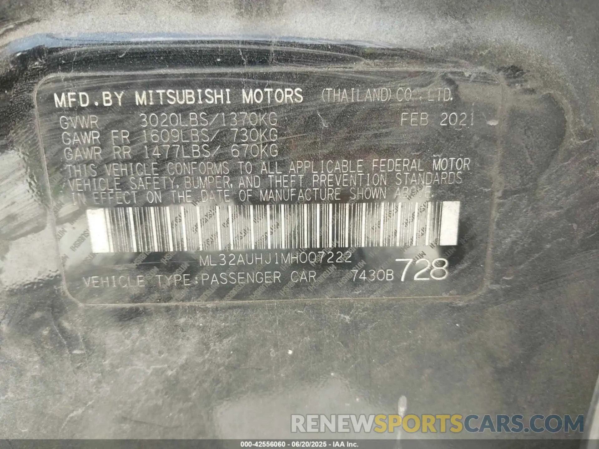 9 fotografías del automóvil dañado ML32AUHJ1MH007222 MITSUBISHI MIRAGE 2021