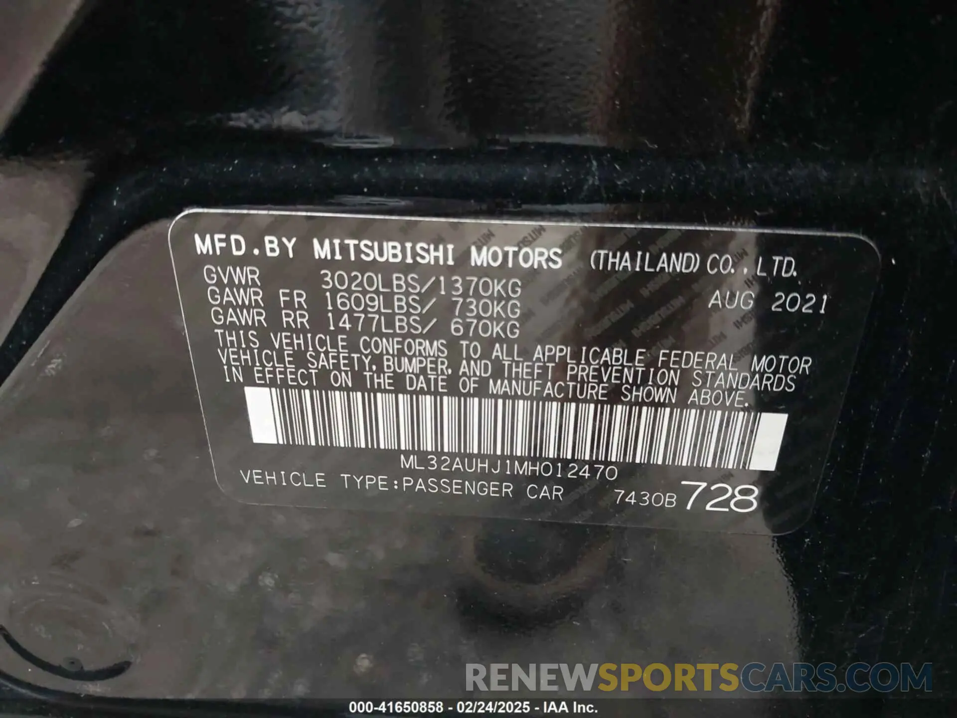 9 fotografías del automóvil dañado ML32AUHJ1MH012470 MITSUBISHI MIRAGE 2021