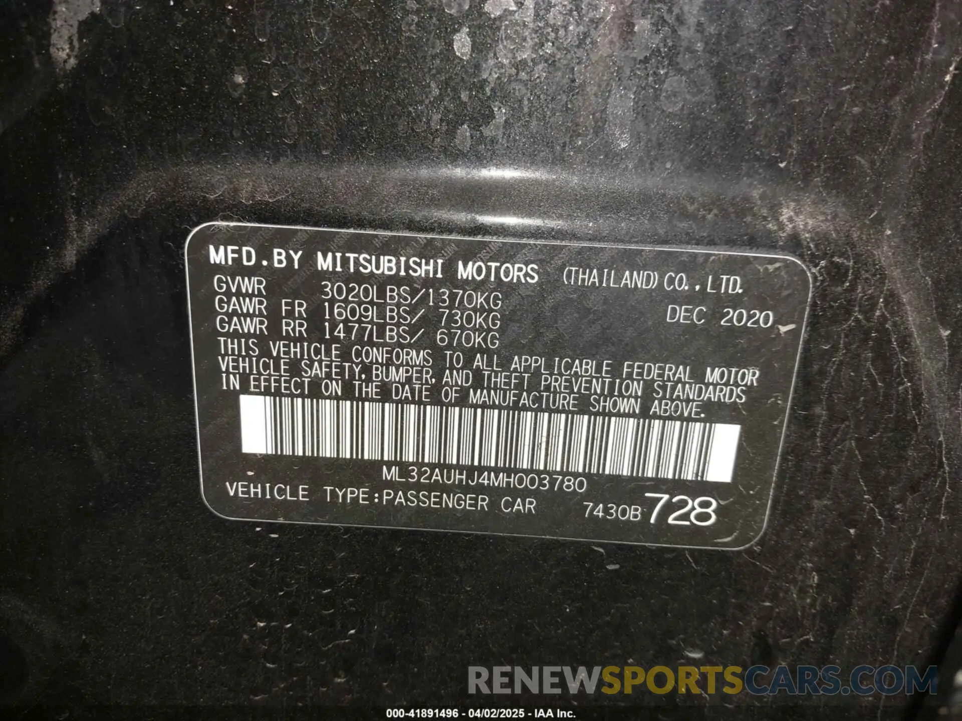 9 fotografías del automóvil dañado ML32AUHJ4MH003780 MITSUBISHI MIRAGE 2021