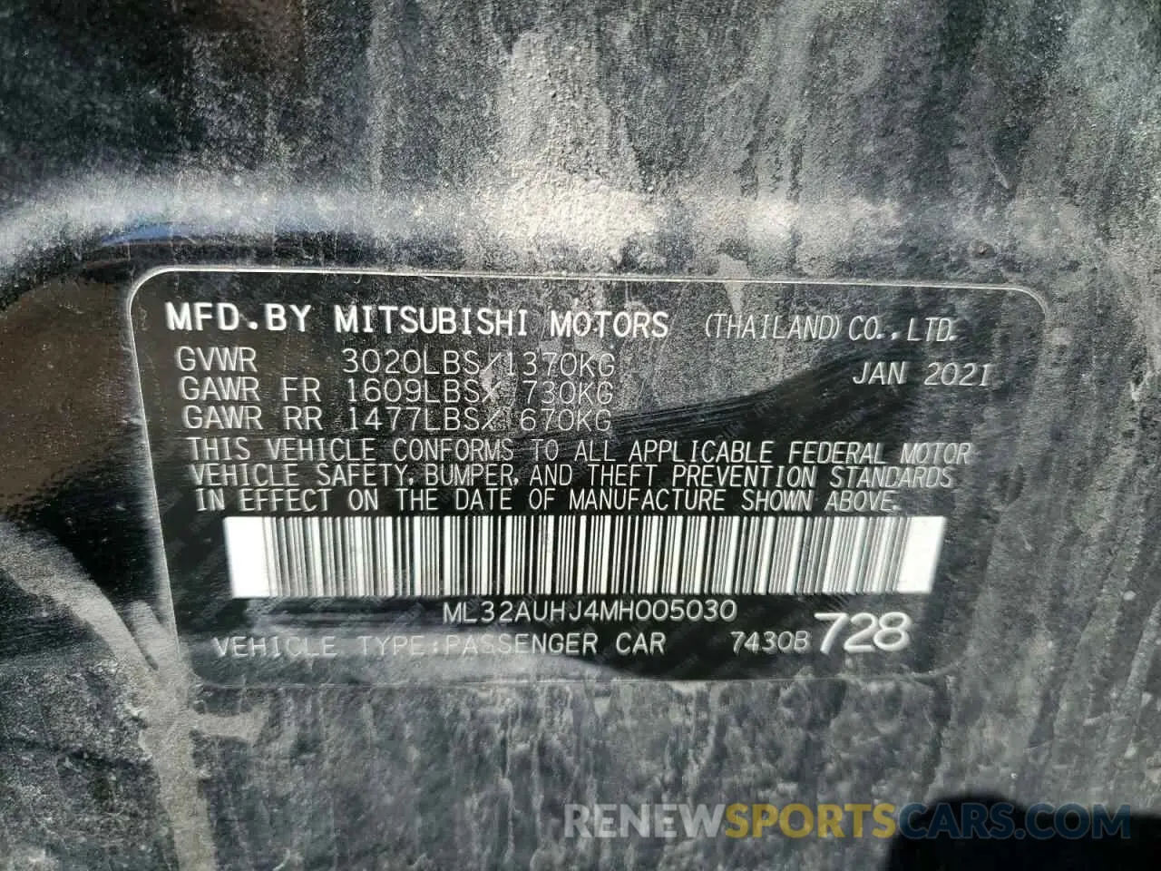 12 fotografías del automóvil dañado ML32AUHJ4MH005030 MITSUBISHI MIRAGE 2021