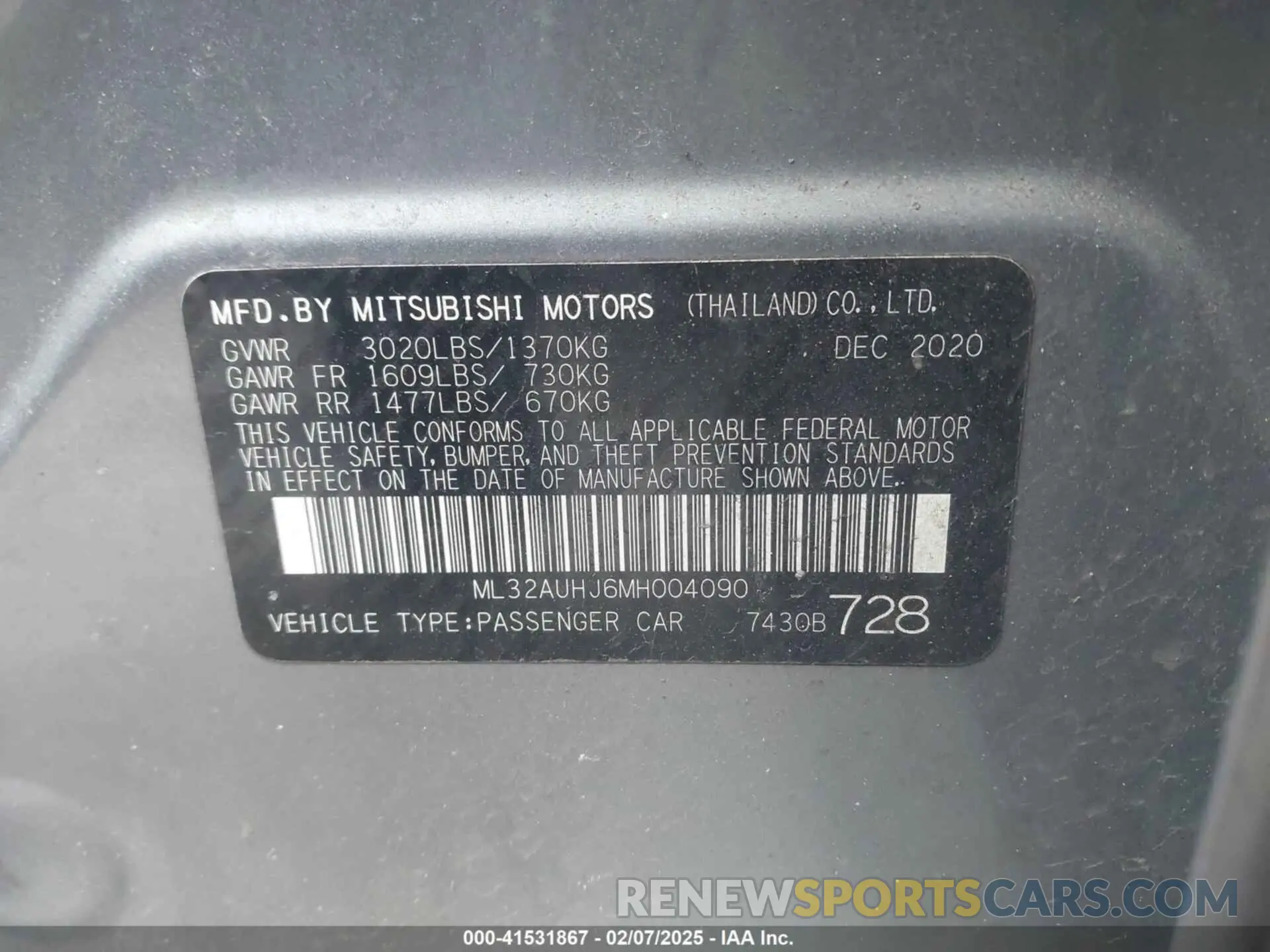 9 fotografías del automóvil dañado ML32AUHJ6MH004090 MITSUBISHI MIRAGE 2021