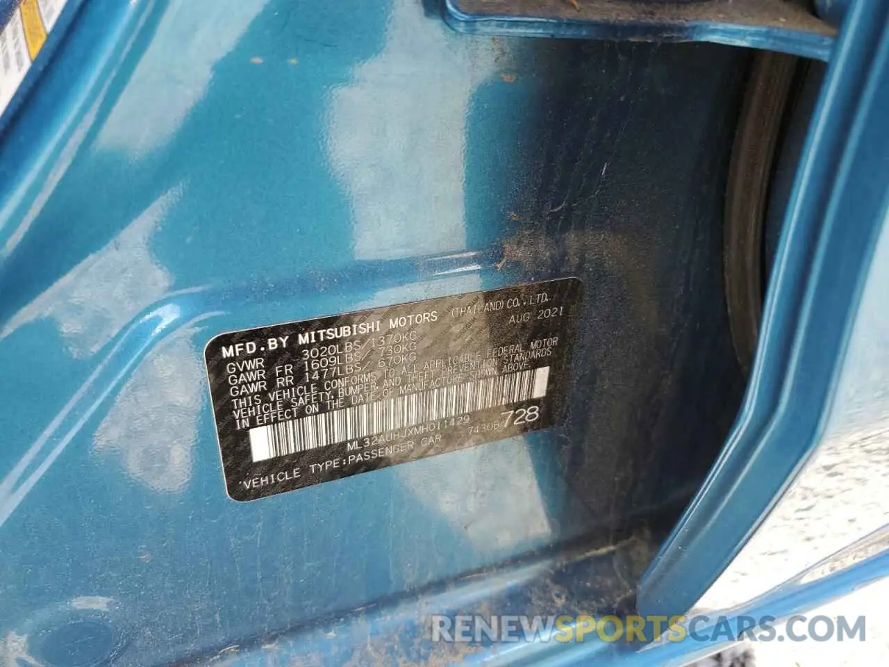 12 fotografías del automóvil dañado ML32AUHJXMH011429 MITSUBISHI MIRAGE 2021