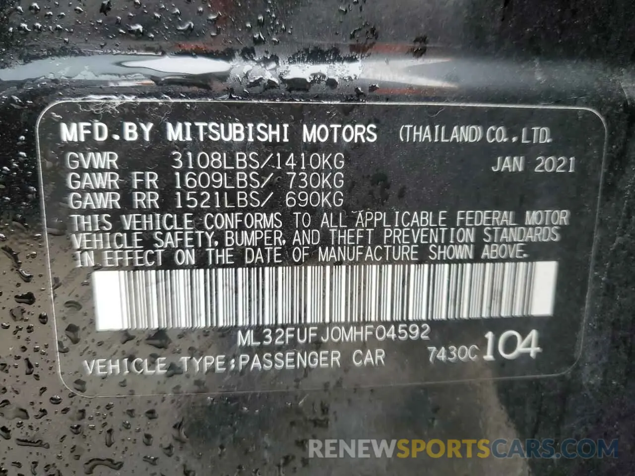 13 fotografías del automóvil dañado ML32FUFJ0MHF04592 MITSUBISHI MIRAGE 2021