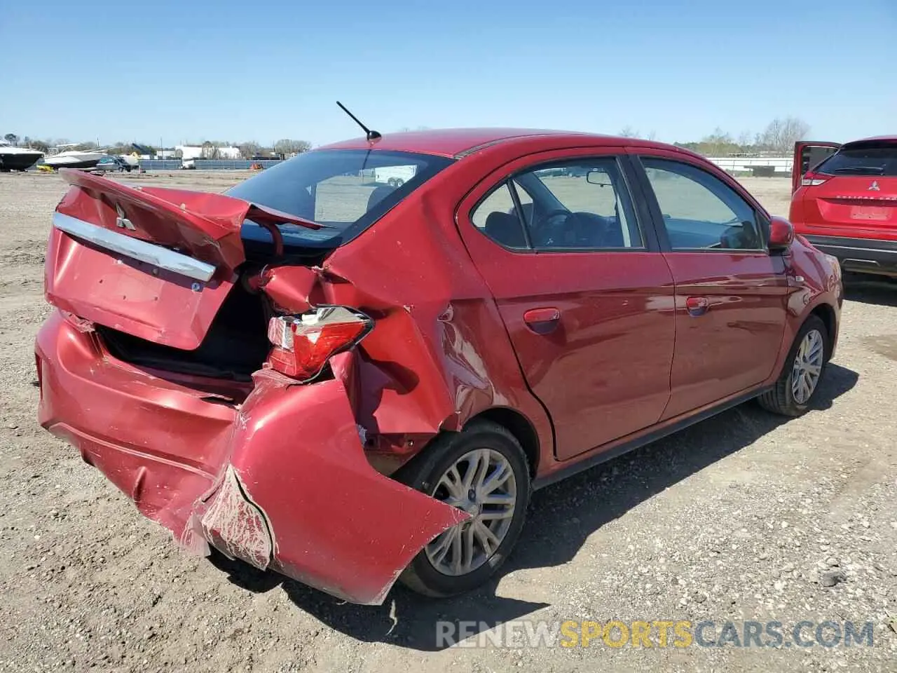 3 fotografías del automóvil dañado ML32FUFJ2MHF07347 MITSUBISHI MIRAGE 2021