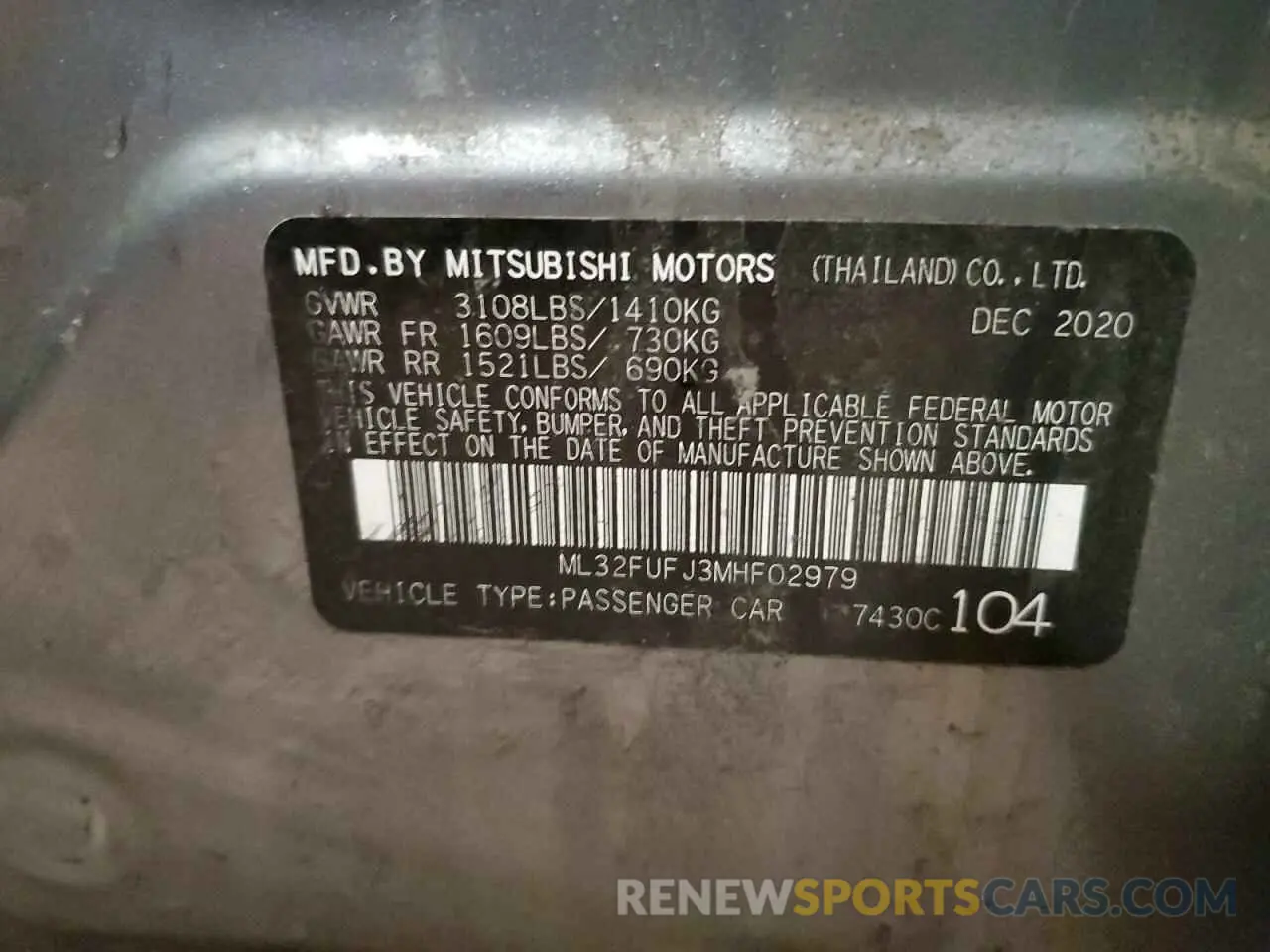 14 fotografías del automóvil dañado ML32FUFJ3MHF02979 MITSUBISHI MIRAGE 2021