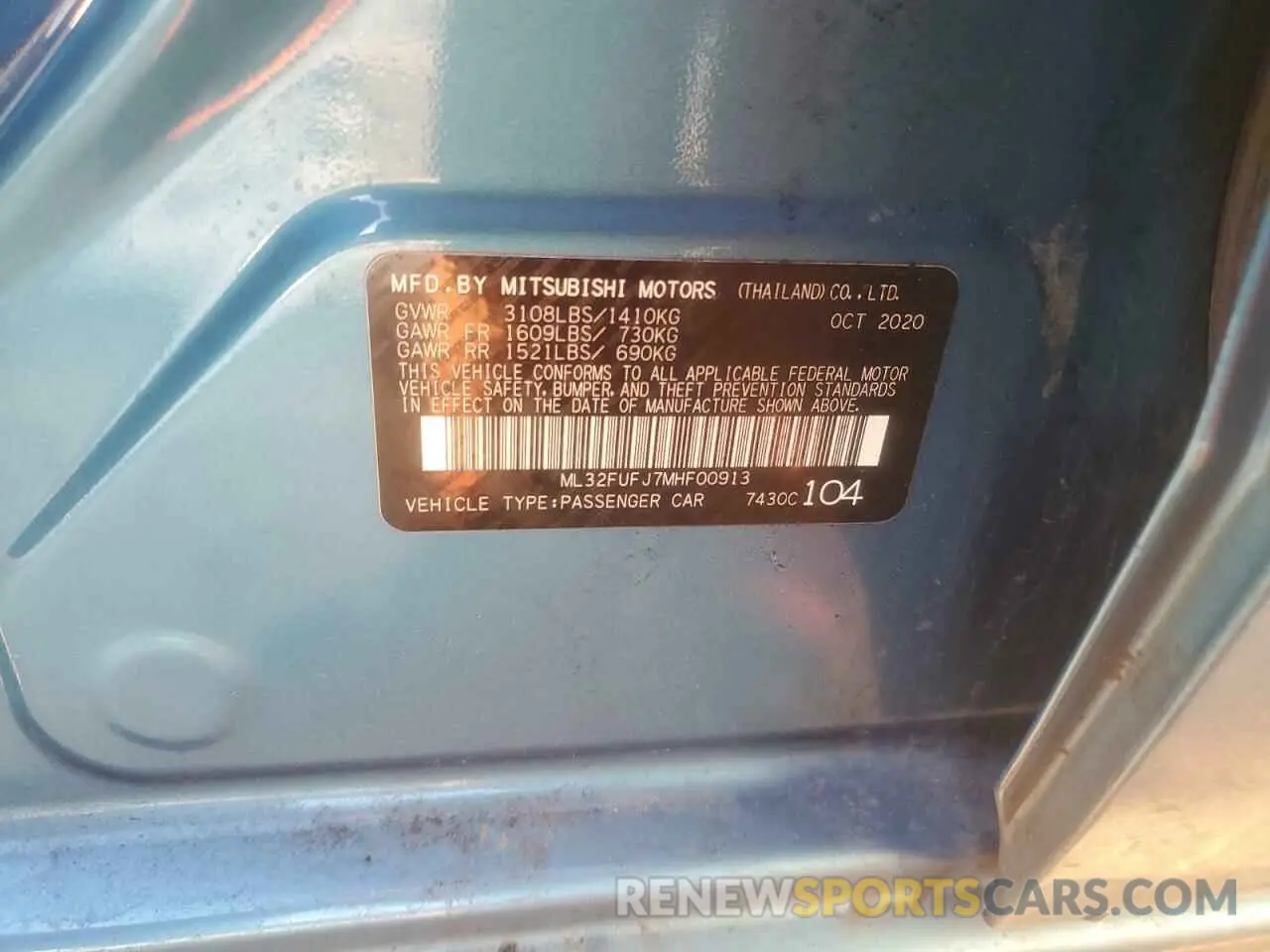 13 fotografías del automóvil dañado ML32FUFJ7MHF00913 MITSUBISHI MIRAGE 2021