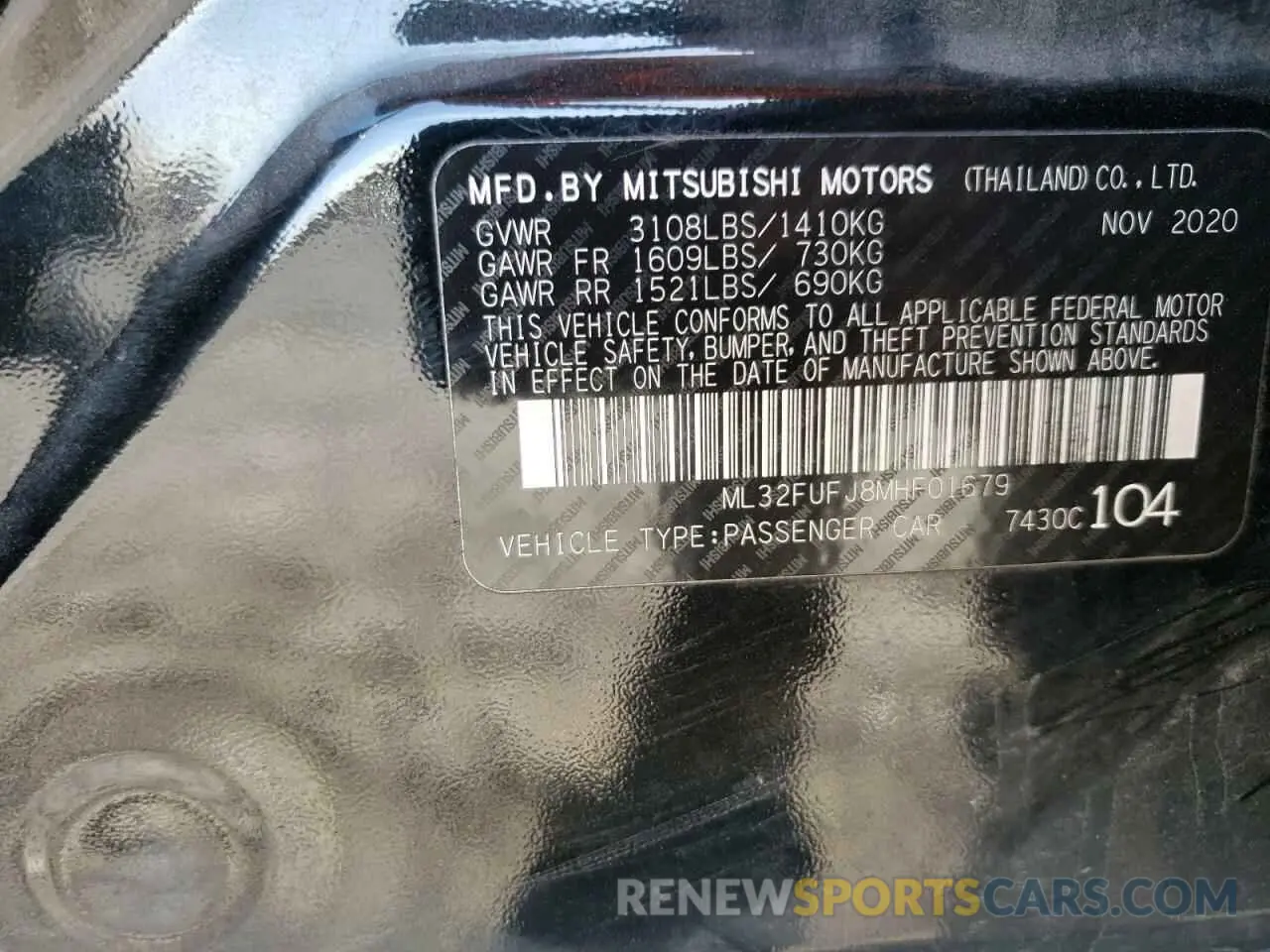 14 fotografías del automóvil dañado ML32FUFJ8MHF01679 MITSUBISHI MIRAGE 2021