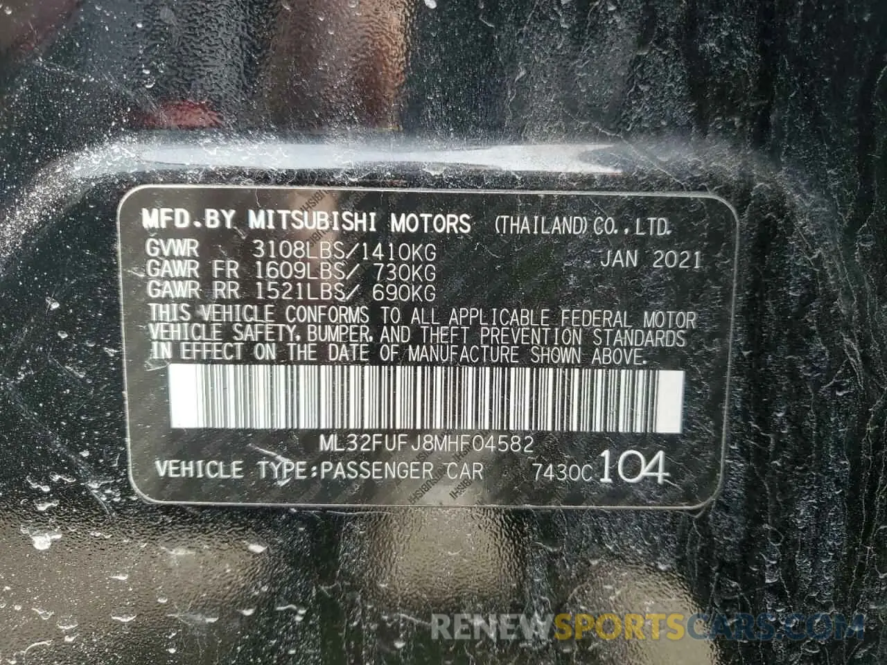 12 fotografías del automóvil dañado ML32FUFJ8MHF04582 MITSUBISHI MIRAGE 2021