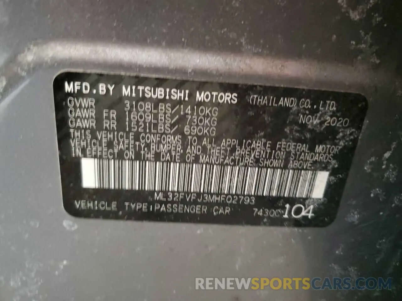 12 fotografías del automóvil dañado ML32FVFJ3MHF02793 MITSUBISHI MIRAGE 2021